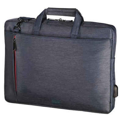 Hama Laptoptasche Notebook Tasche bis 44cm (17,3), Farbe Blau, modisches Design, Mit Tabletfach, Vordertaschen, Organizerstruktur, Trolleyband,USB-Port