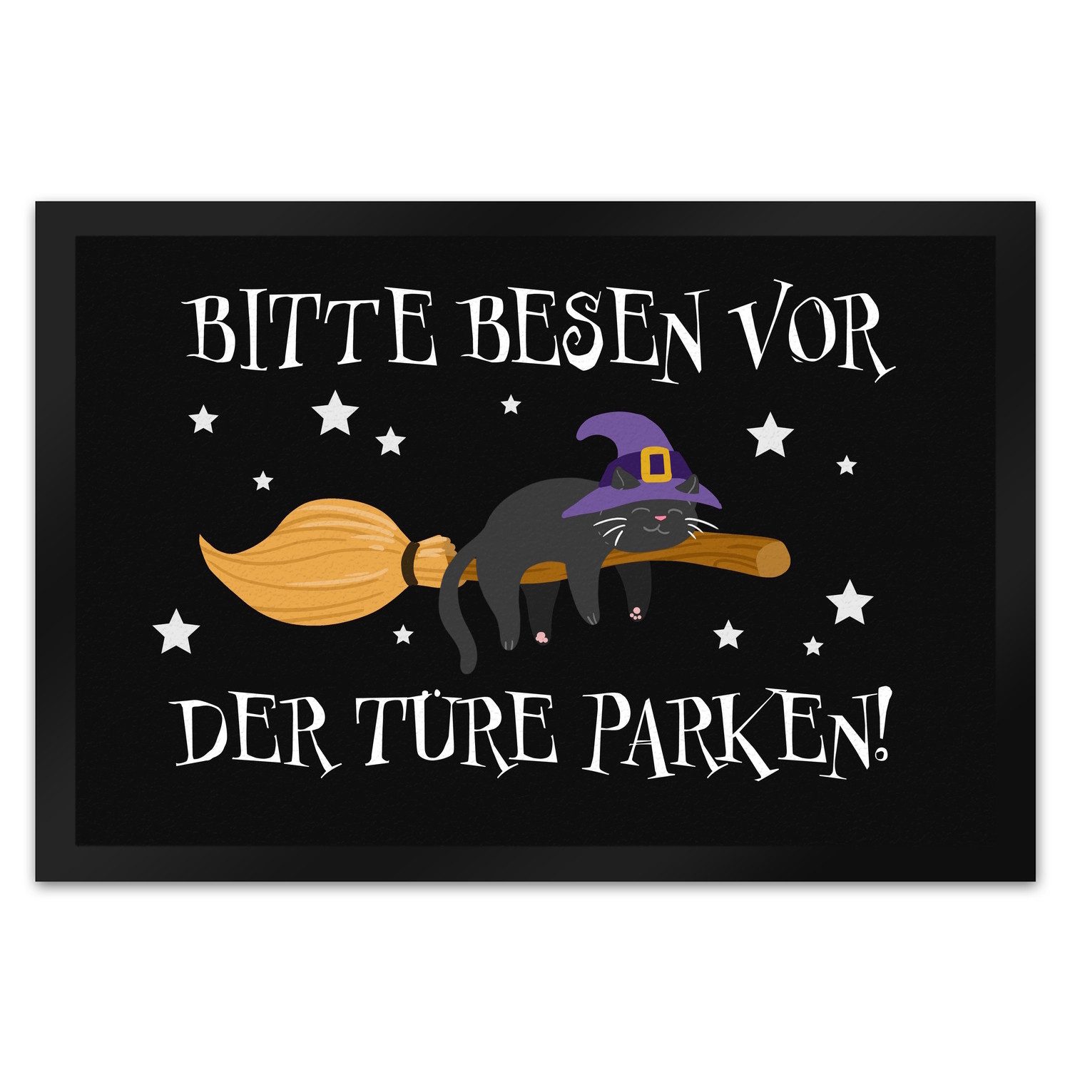 speecheese Fußmatte Hexen Katze auf Besen Fußmatte XL in 40x60 cm Bitte vor günstig online kaufen