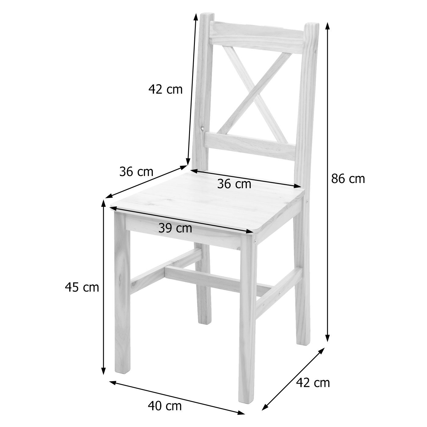 MCW Esszimmerstuhl pro Landhausstil, kg, 150 4 Max. 4er-Set, lasiert Belastbarkeit St), stabil Stuhl: Kiefer MCW-F77-4 (Set