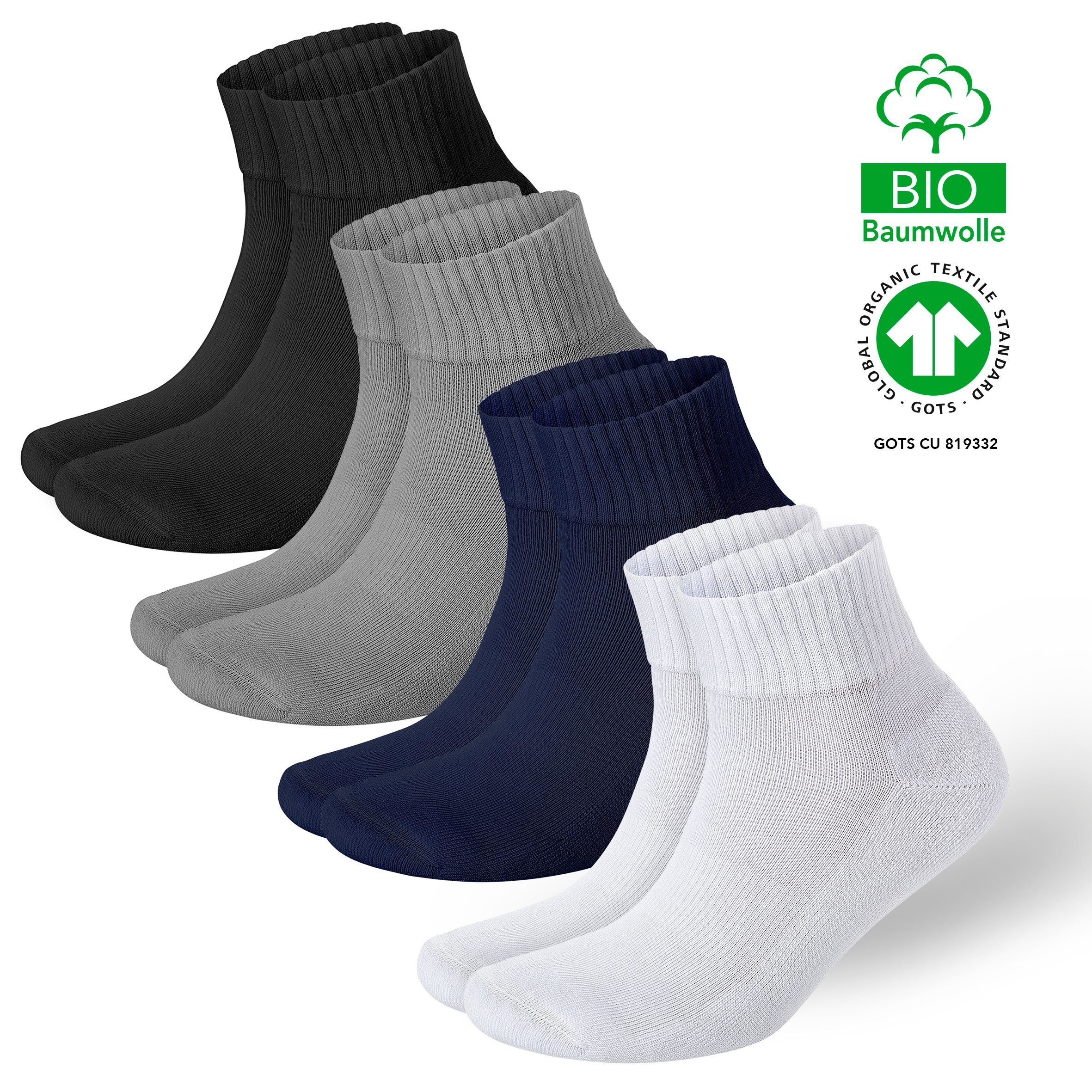 (24-Paar) Sneaker Bio-Baumwolle Paar und & - Sportsocken für Schwitzen Sohle - Socken gepolsterte Weiß Damen Arbeitssocken atmungsaktiv Herren Ferse NAHLE 24 kein