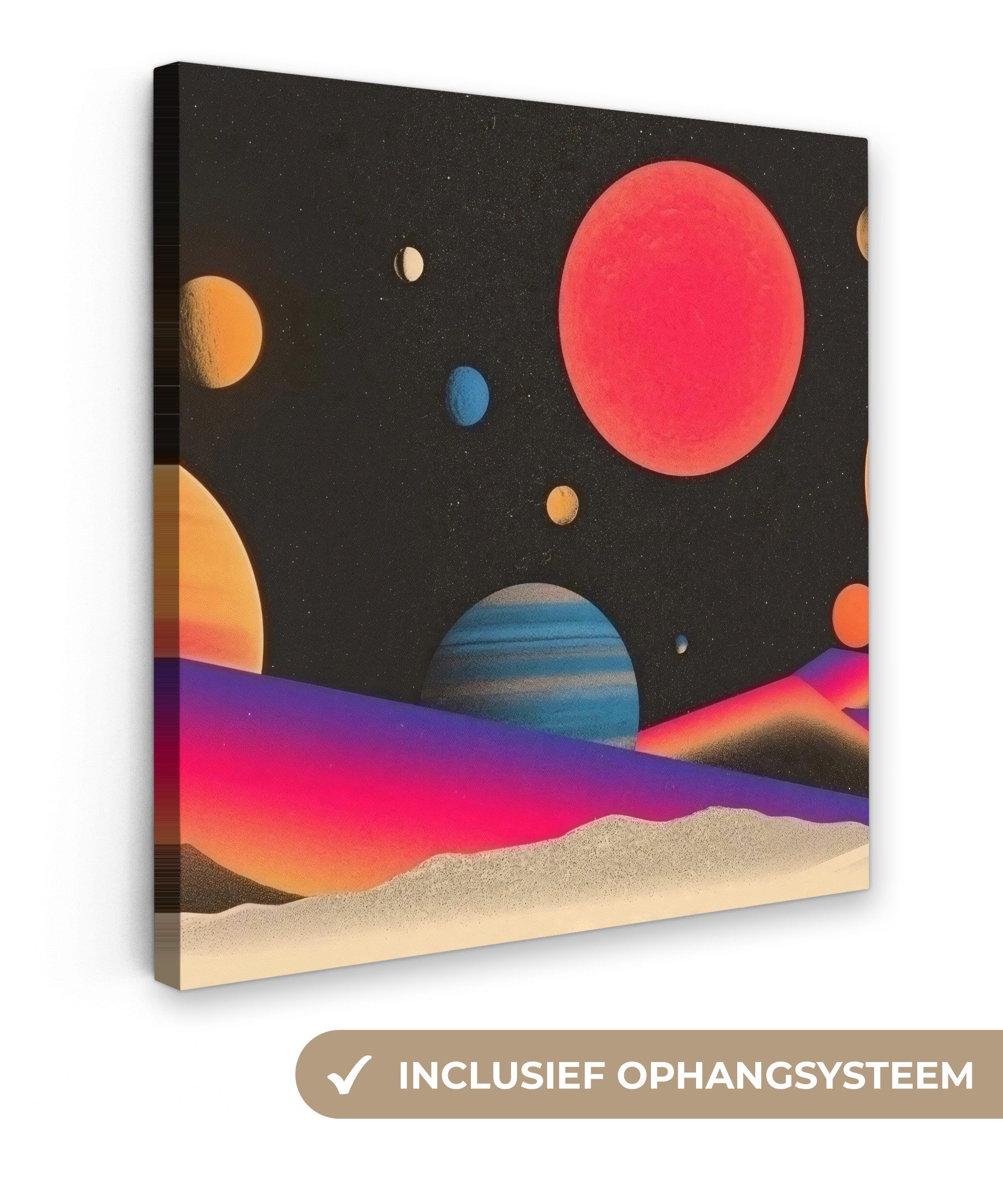 OneMillionCanvasses® Leinwandbild Himmel - Planeten - Leuchtend bunt, Fotodruck (1 St), Wandbild, Deko Schlafzimmer Wohnzimmer Flur 20x20 cm