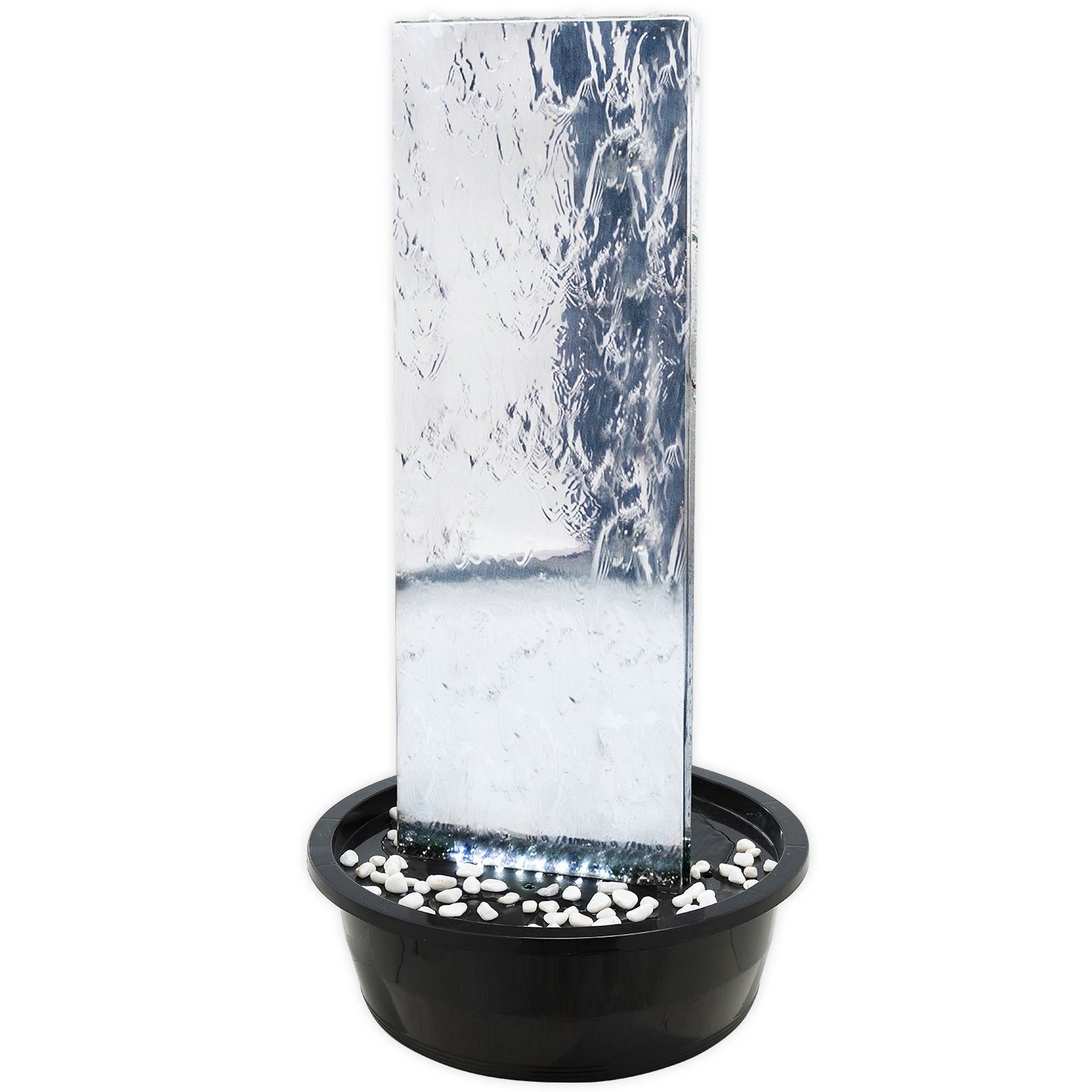 Köhko Gartenbrunnen Wasserwand 23016L mit LED-Beleuchtung Höhe ca. 120 CM aus Edelstahl