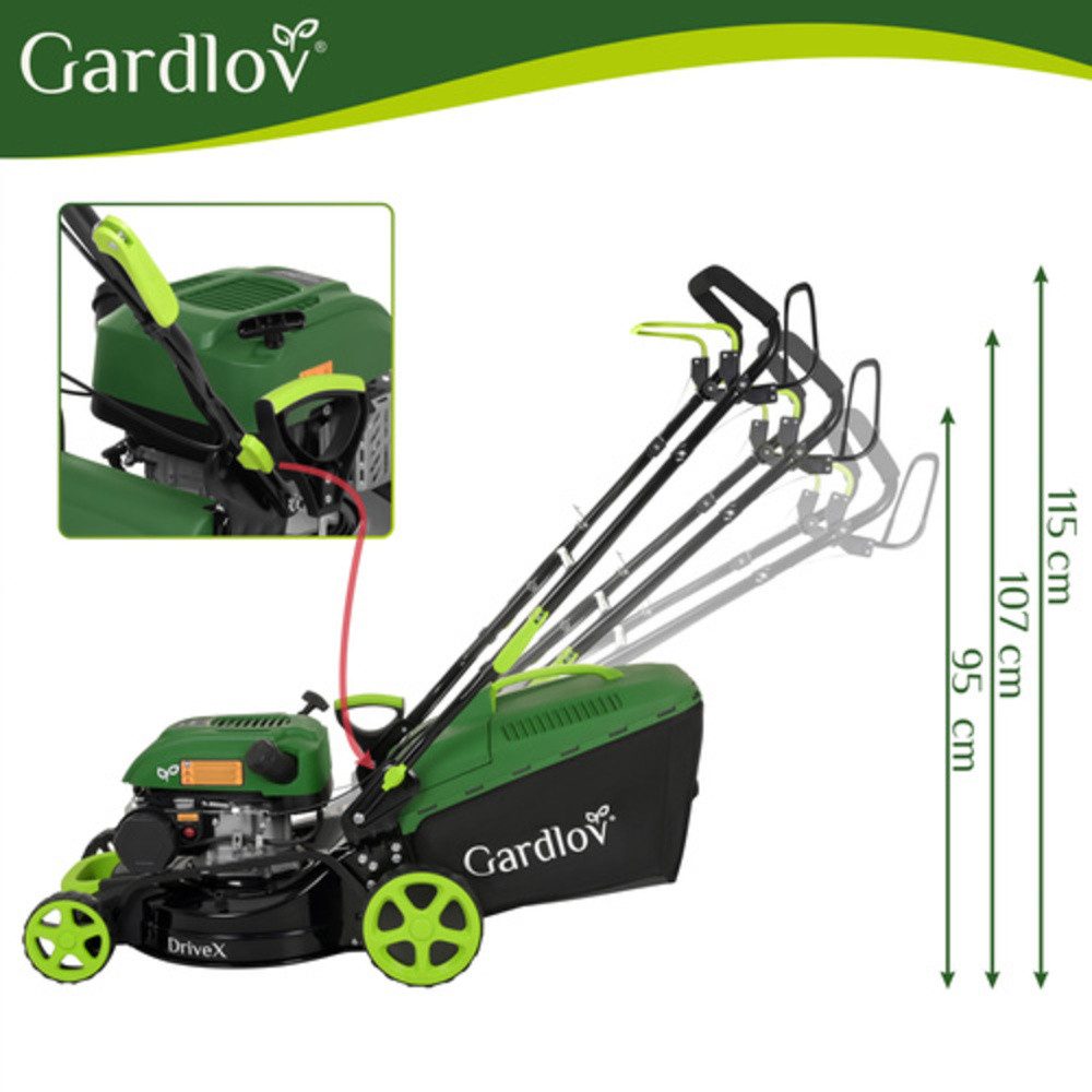 Gardlov Benzinrasenmäher DriveXPro 4-in-1 Rasenmäher Gartenmäher, 40 cm Schnittbreite, (Spar-Set, leistungsstarkem Motor), Wasseranschluss ermöglicht eine schne – Bild 3 von 5