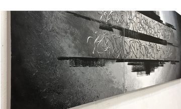WandbilderXXL XXL-Wandbild Silver Vision 210 x 80 cm, Abstraktes Gemälde, handgemaltes Unikat