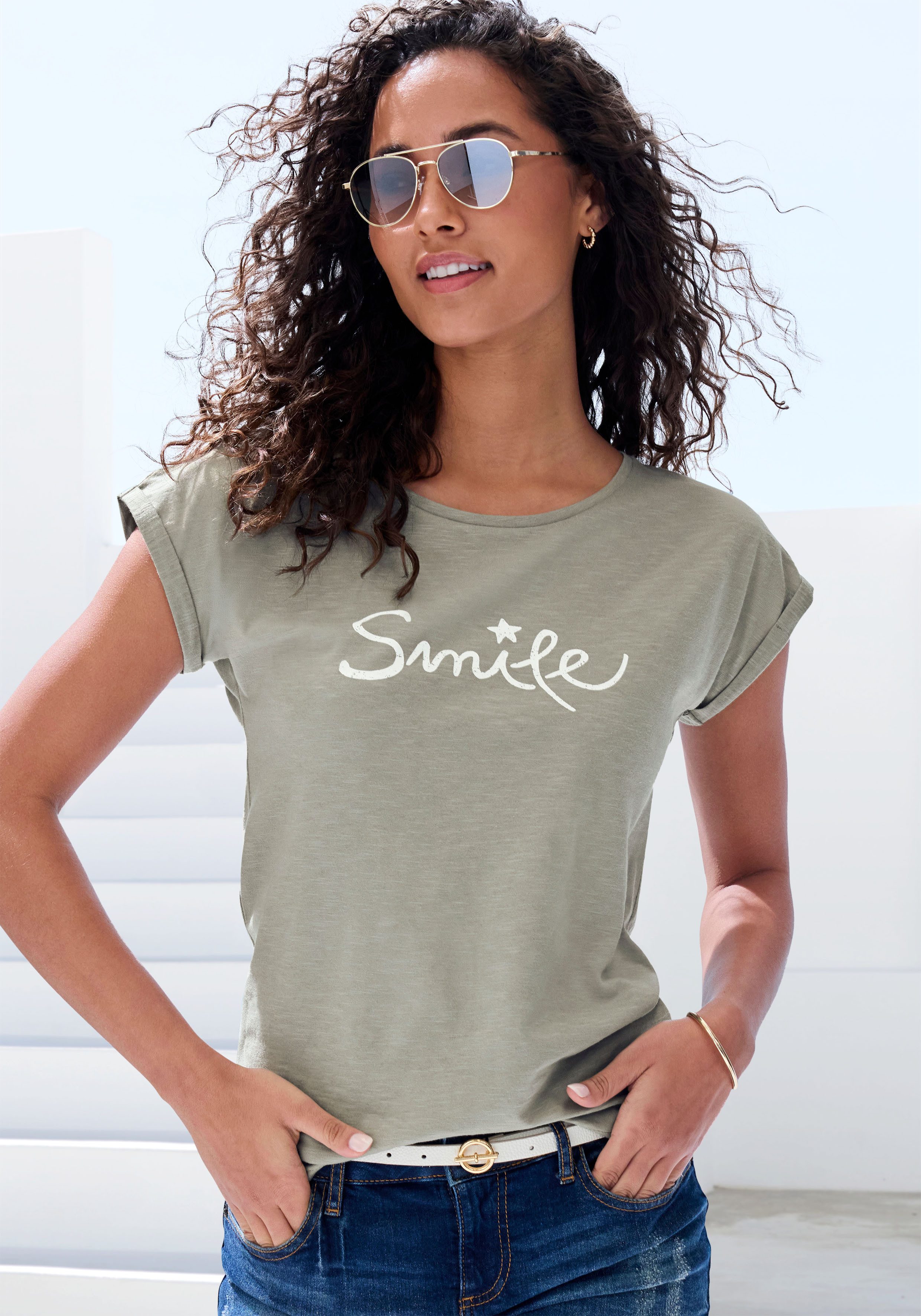 Beachtime T-Shirt mit Frontdruck "Smile" aus günstig online kaufen