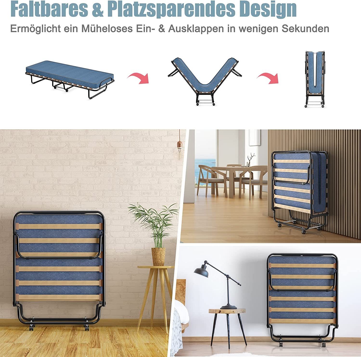 COSTWAY Gästebett klappbar 80x190cm auf Rädern, günstig online kaufen