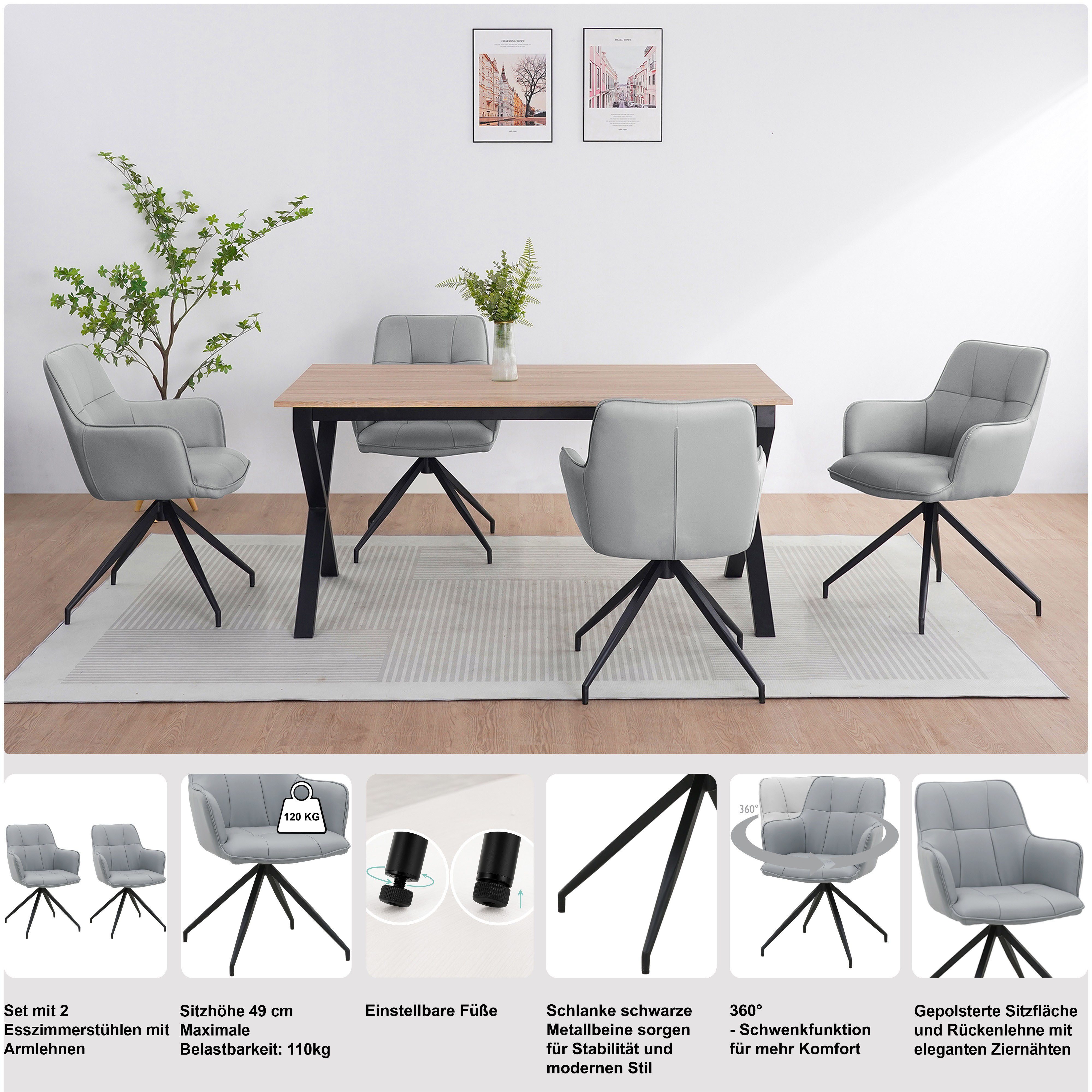 OTTO home Esszimmerstuhl Cardiff (1 St), Sitzschale 360° drehbar, Kunstleder Bezug, Sitzhöhe 49 cm