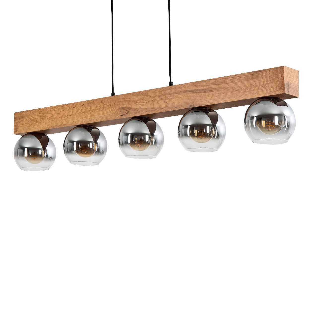 hofstein Pendelleuchte »Canove« Pendellampe, Metall/MDF/Glas, Schwarz/Holzo günstig online kaufen