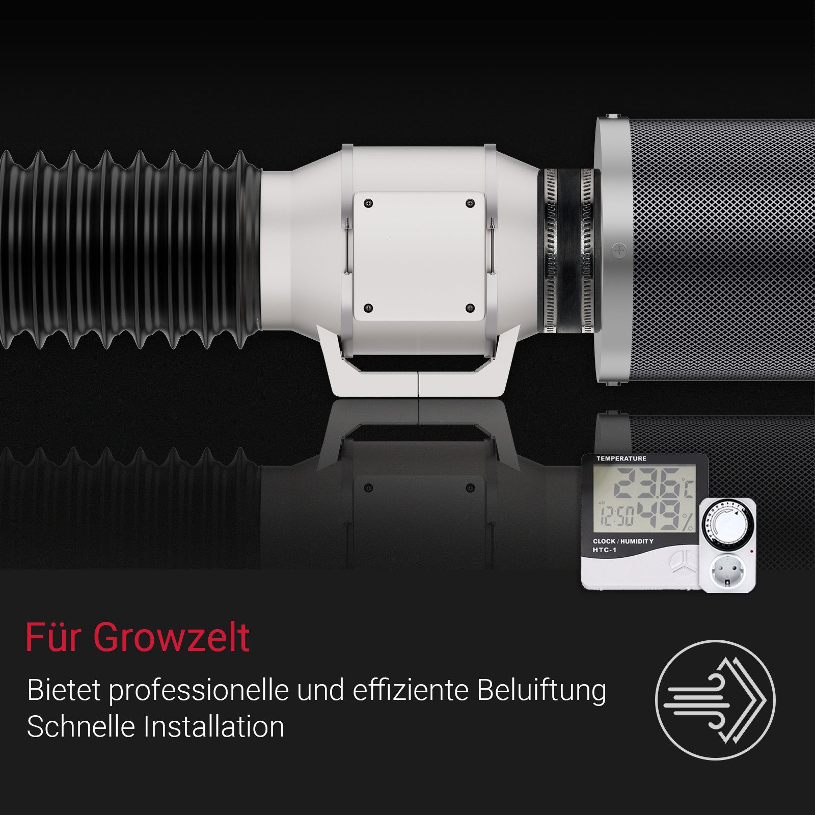 CannoBox Gewächshaus CannoBox Growbox 100/150mm Abluft Komplett Set Growzelt Indoor – Bild 3 von 5