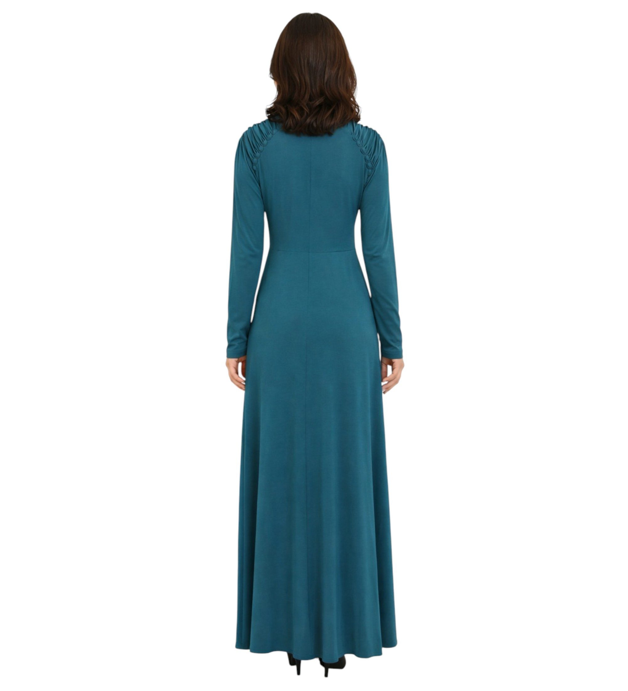 fashionshowcase Abendkleid Damen Maxikleid Hijab Kleid mit Raglanärmeln - Modest Fashion elastisch