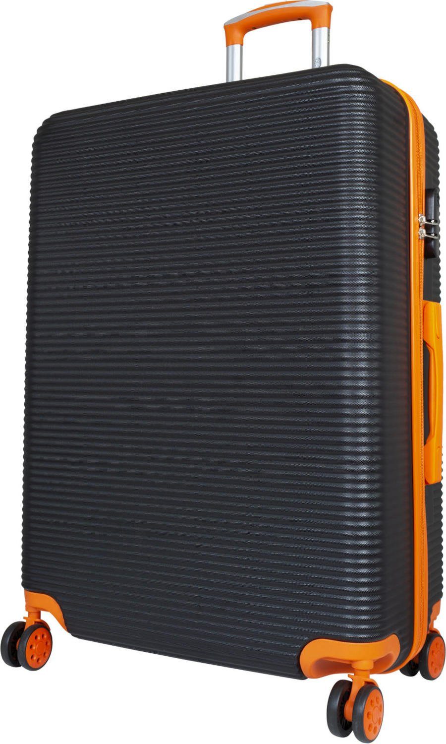 Warenhandel König Trolleyset Santorin, 4 L abgesetzte farbig Griffe, und M, und XL), schwarz-orange Gr. (3 Rollen tlg., Rollen, Reißverschlüsse