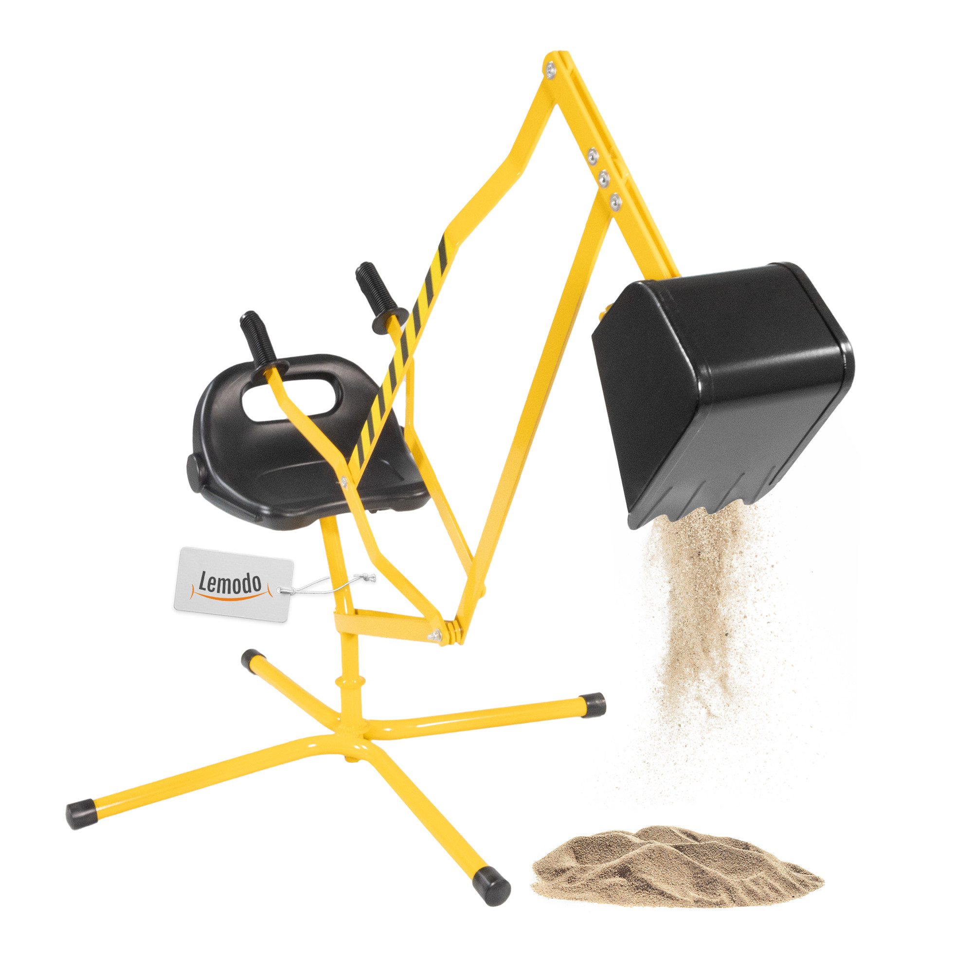 Lemodo Spielzeug-Aufsitzbagger Sitzbagger aus Metall, Sandbagger mit 360º Drehung ab 3 Jahre