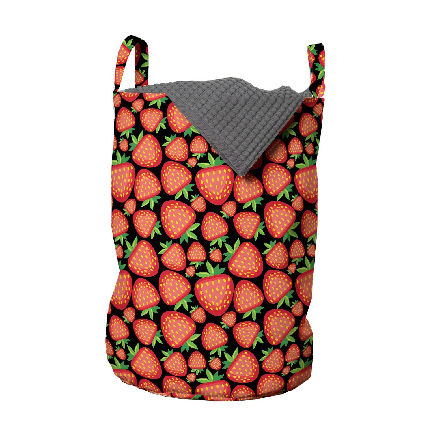 Abakuhaus Wäschesäckchen mit Frucht Kordelzugverschluss Reife Tropical Griffen Wäschekorb Waschsalons, Erdbeere für