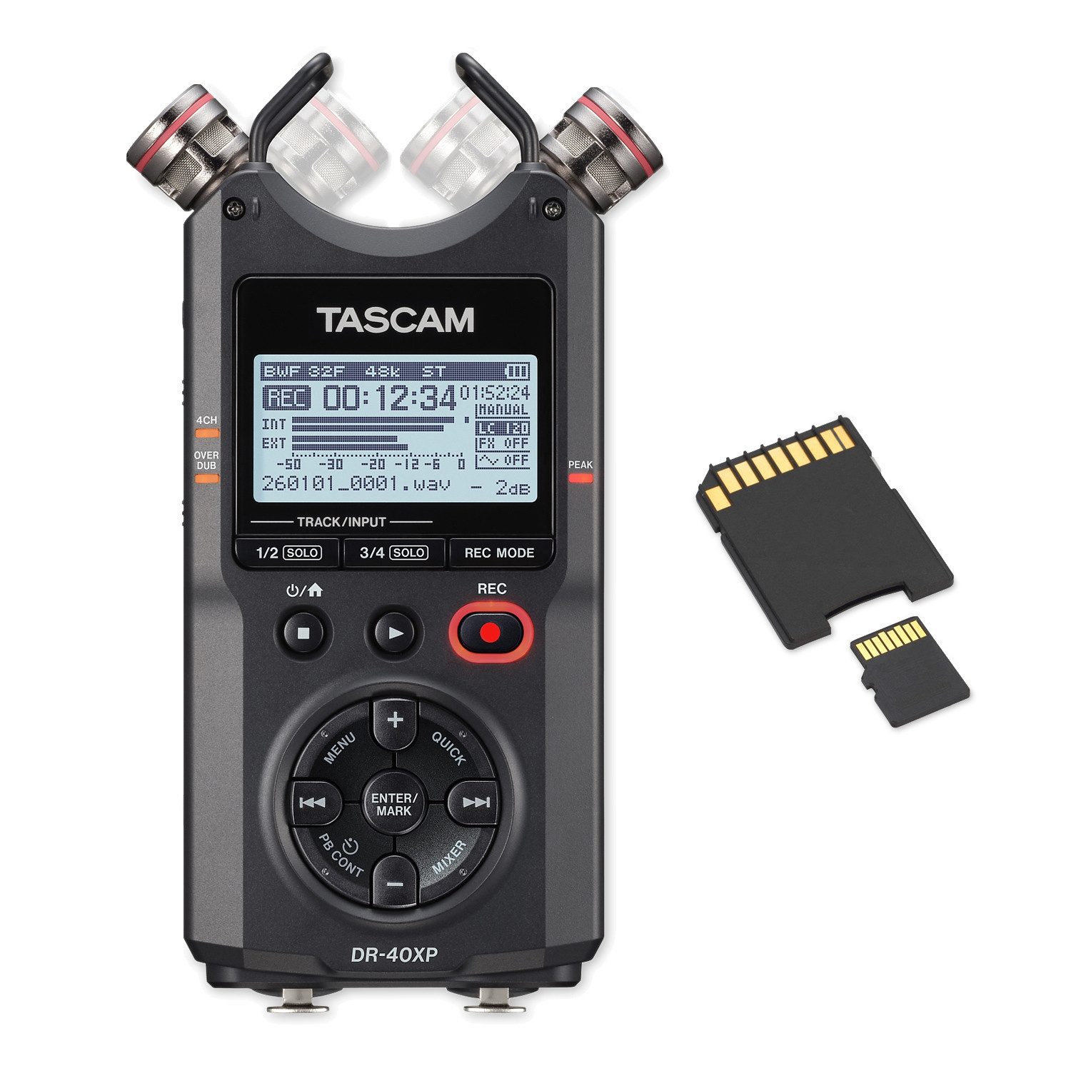 Tascam Tascam Audio-Recorder DR-40XP mit Speicherkarte Digitales Aufnahmegerät (Vorteils-Set mit Speicherkarte)