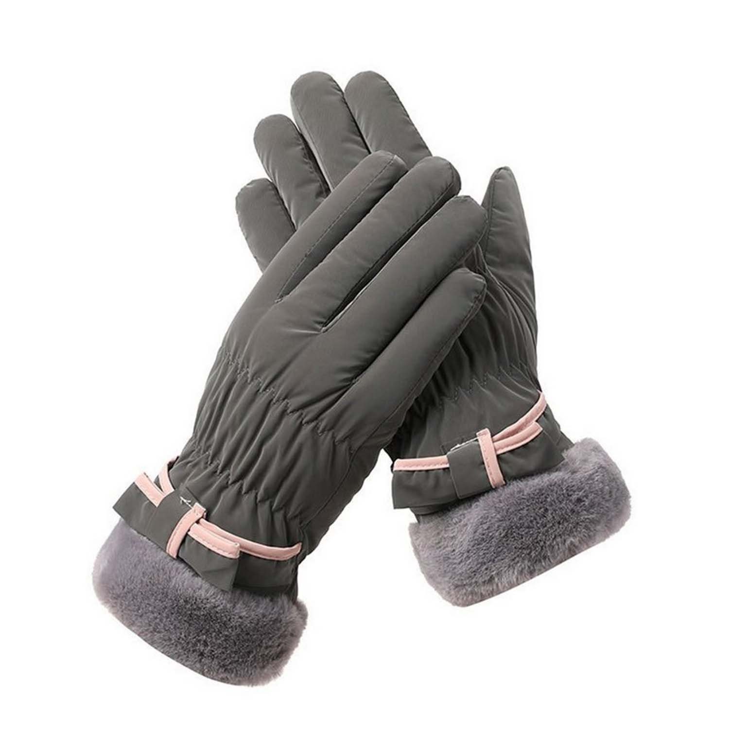 Daisred Skihandschuhe Damen Fleecehandschuhe Touchscreen Warm Winterhandschuh Wasserdicht Grau