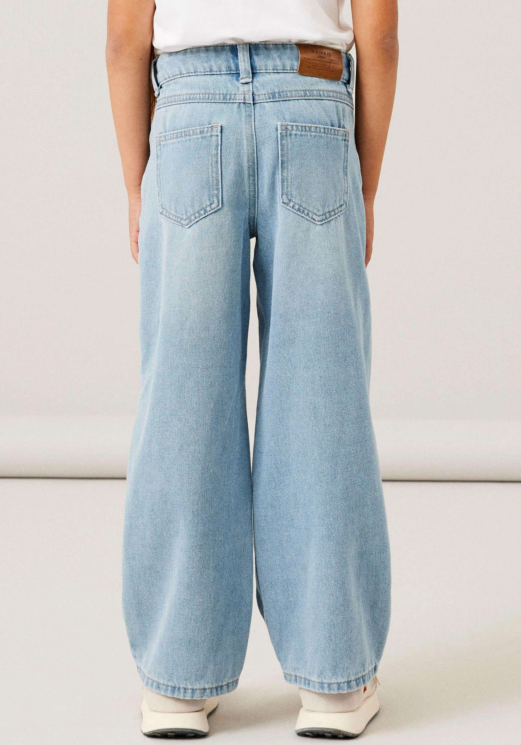 Name It 5-Pocket-Jeans NKFROSE für Mädchen mit Destroyed-Effekt und hohem Bund normal, Denim, Abriebeffekte, Reißverschluss