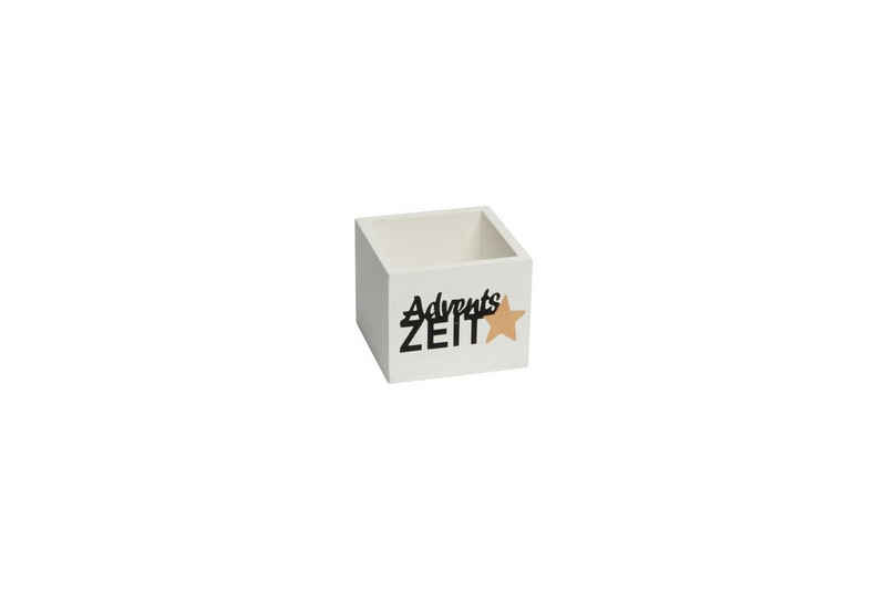 Parts4Living Holzkiste »Aufbewahrungskiste mit Aufdruck "AdventsZeit" Geschenkkiste Präsentkorb weiß 10x10x8 cm«, im angesagten Shabby Chic Stil
