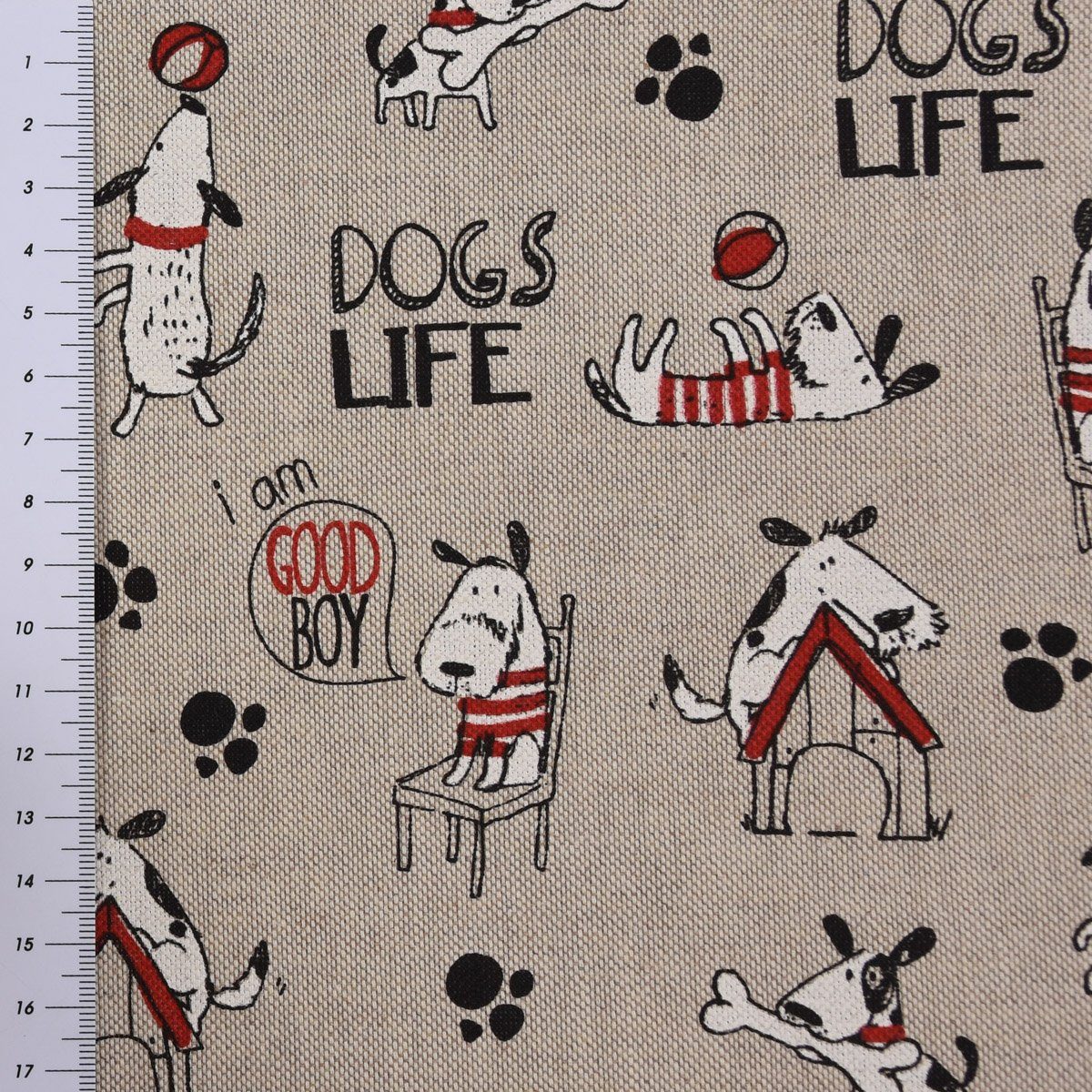 St), Vorhang Vorhang natur Dogs (1 Life made blickdicht, vorgewaschen SCHÖNER Smokband LEBEN. in 245cm, LEBEN., weiß Dackel Hunde handmade, Baumwolle, Germany, rot SCHÖNER