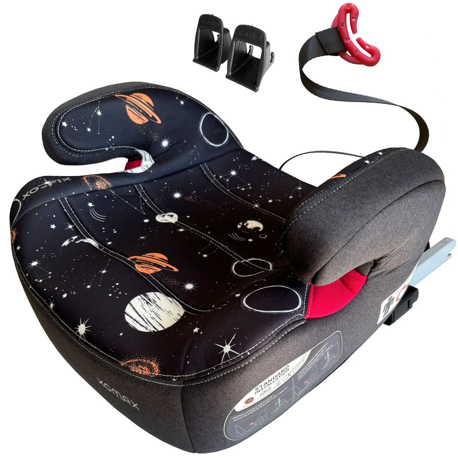XOMAX Kindersitzerhöhung mit ISOFIX für 6 bis 12 Gruppe 2/3 mit Armlehnen ECE R129 Zeichen, ab: 6 Jahren, bis: 12 Jahren