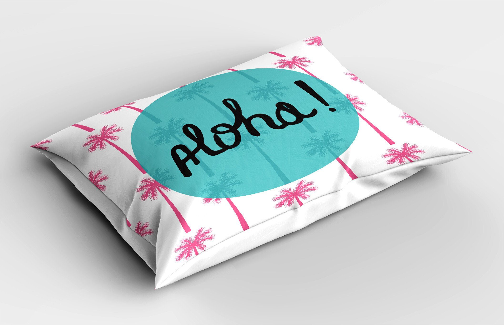Aloha Abakuhaus Kreis im Stück), Palmen Dekorativer (1 Kopfkissenbezug, Size Kissenbezüge Queen und Text Gedruckter