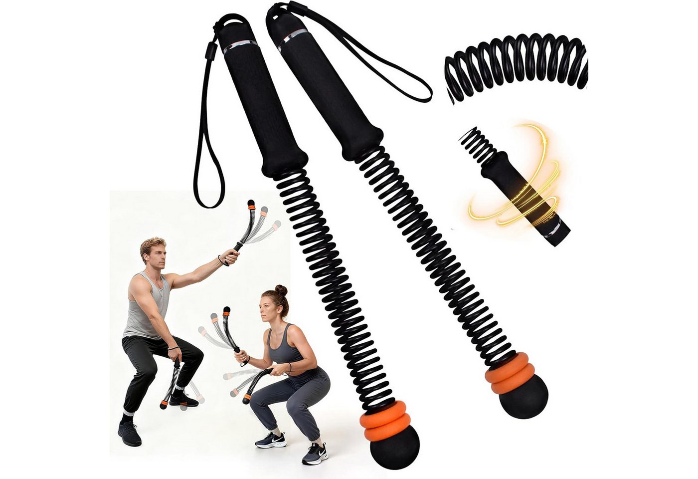 AIMAX Battle Rope ohne Seil, verstellbare Trainingsseile, Fitnessgeräte, Sportgeräte zuhause für HIIT, Ganzkörpertraining, Kraft, Home Gym