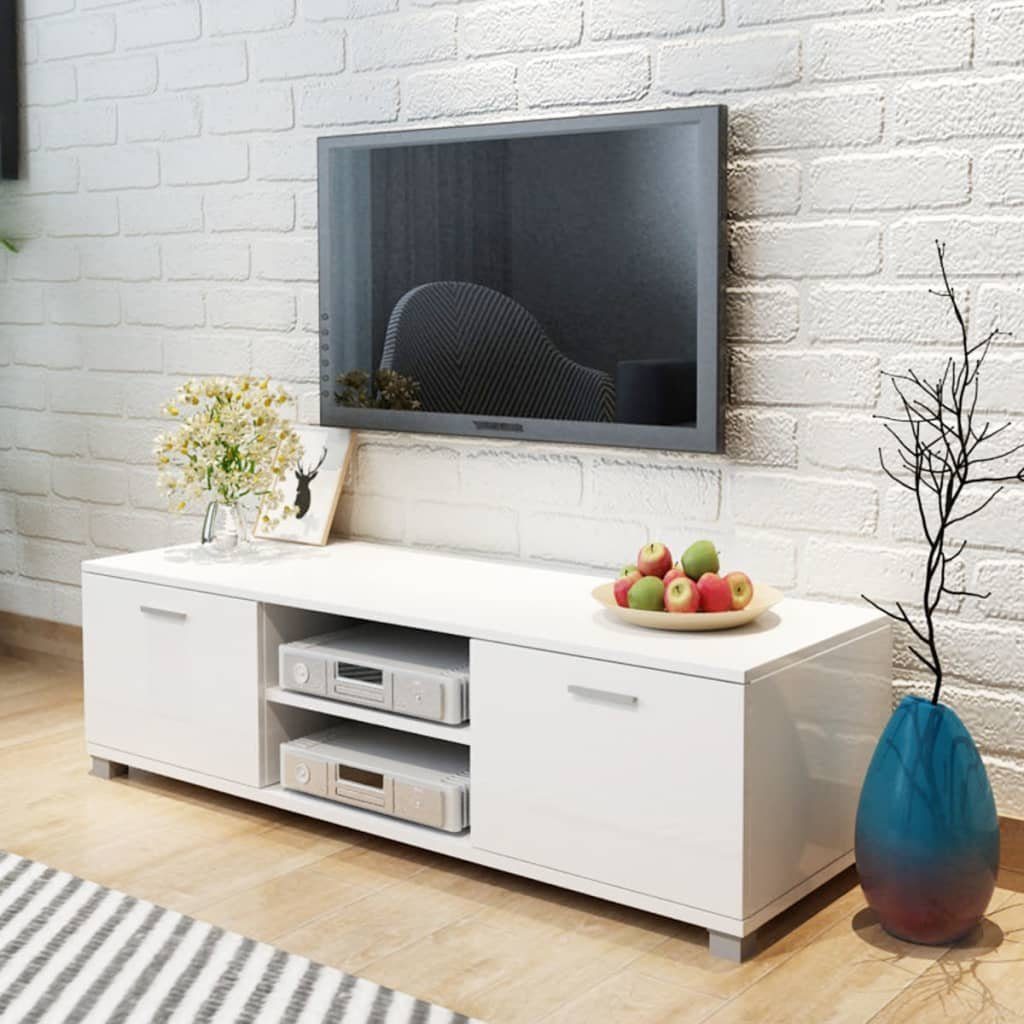 furnicato TV-Schrank Hochglanz-Weiß 140x40,5x35 cm