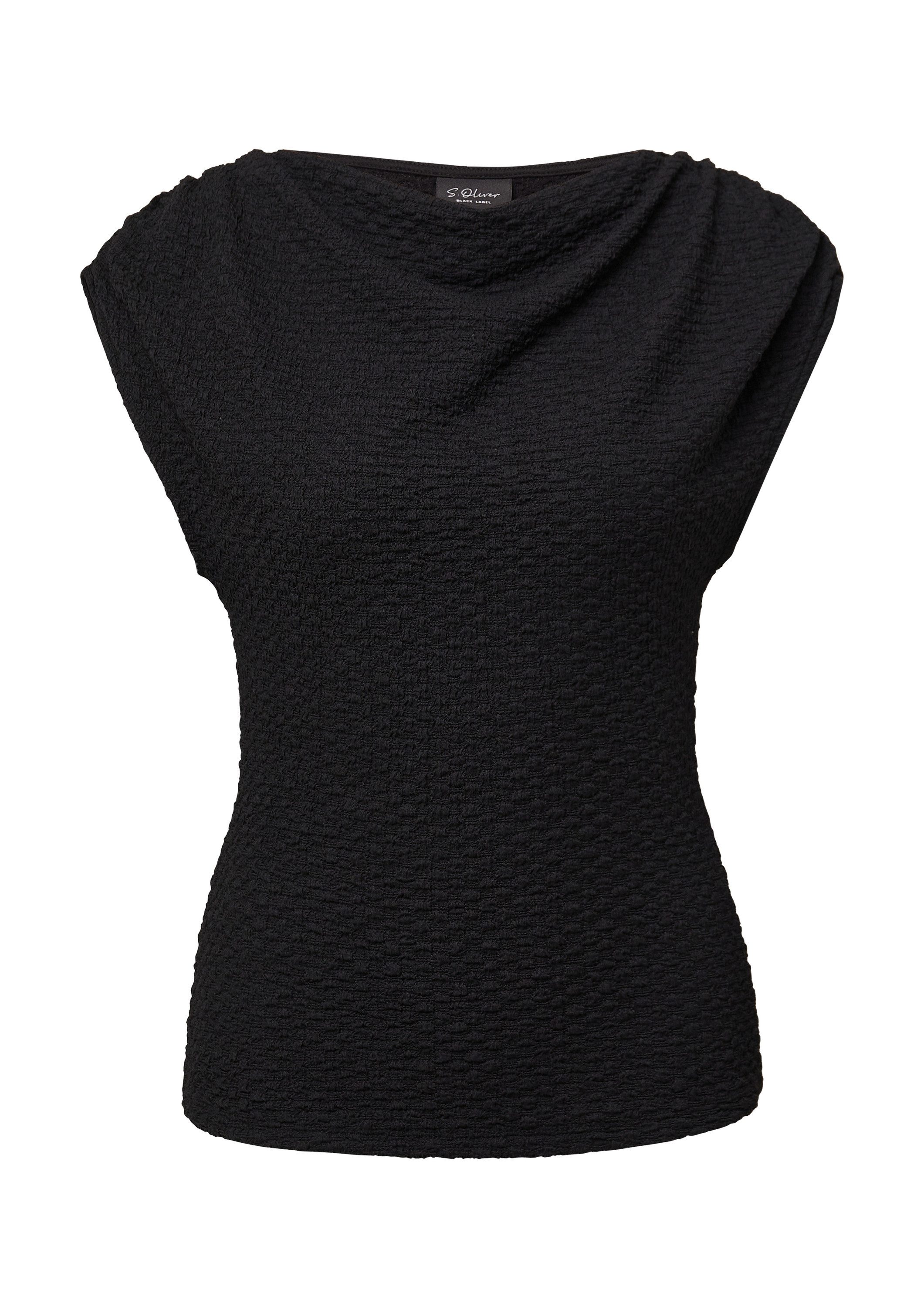 s.Oliver Kurzarmshirt T-Shirt Strukturiertes Shirt mit Wasserfall-Ausschnit günstig online kaufen