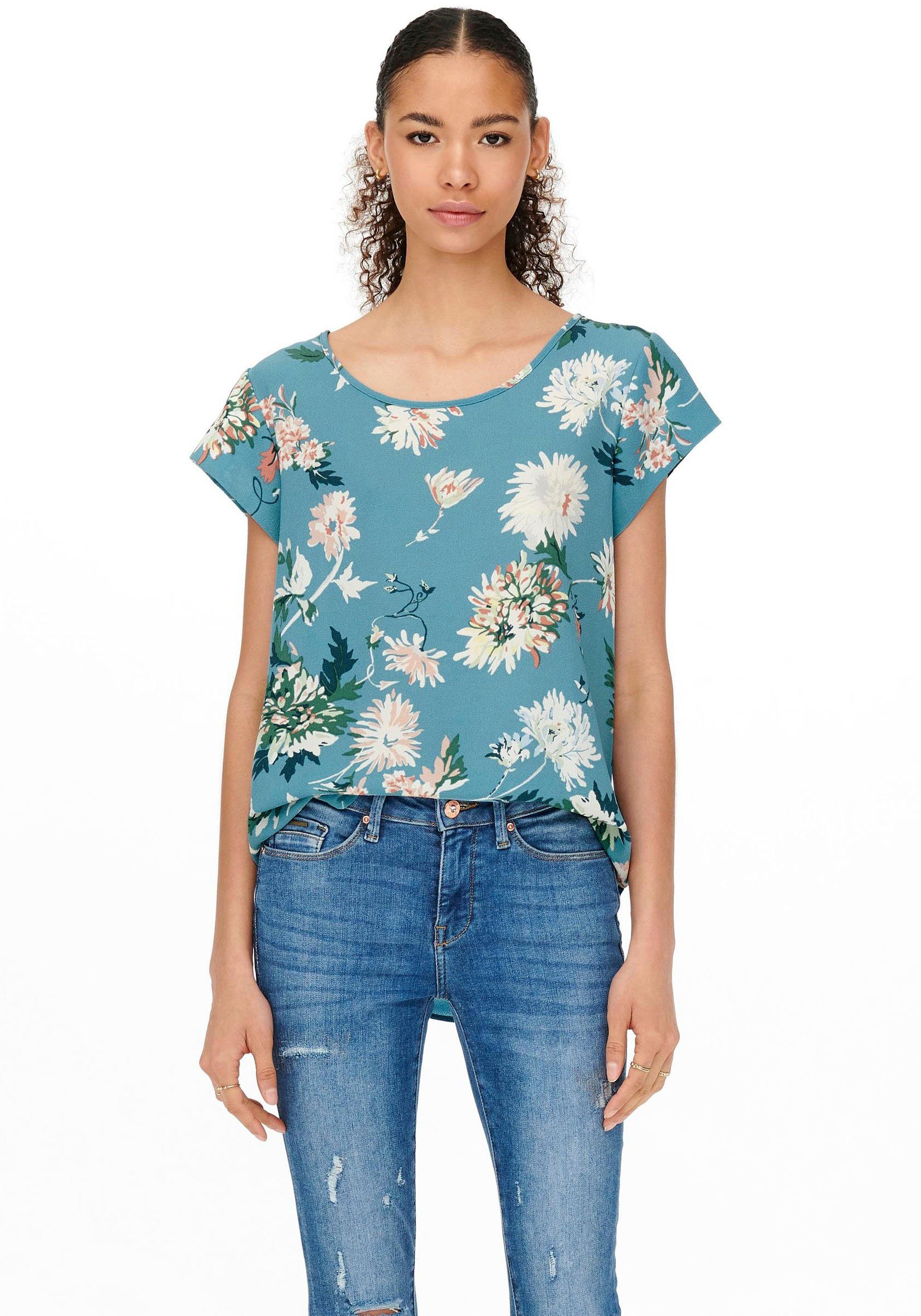 ONLY Blusenshirt ONLNOVA LUX S/S TOP AOP PTM Patriot Blue AOP Augusta fleur