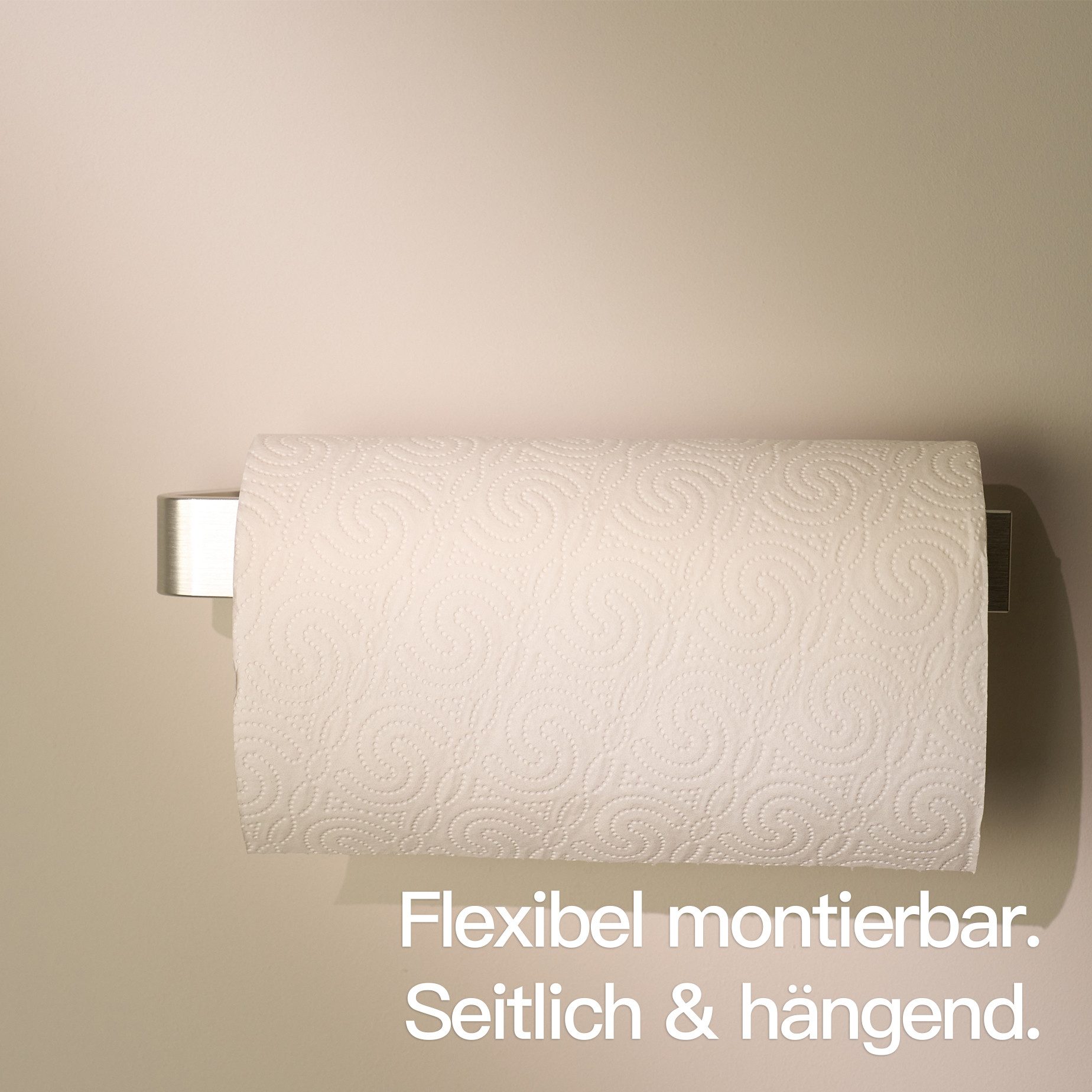 Designfabrik Hamburg Küchenrollenhalter DFHH KRH, Aluminium Vollmaterial, ohne Bohren, abrutschsicher