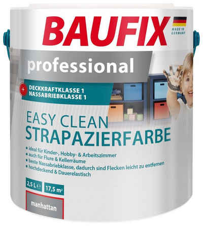 Baufix Wand- und Deckenfarbe »professional Easy Clean Strapazierfarbe«, 2,5 Liter, grau