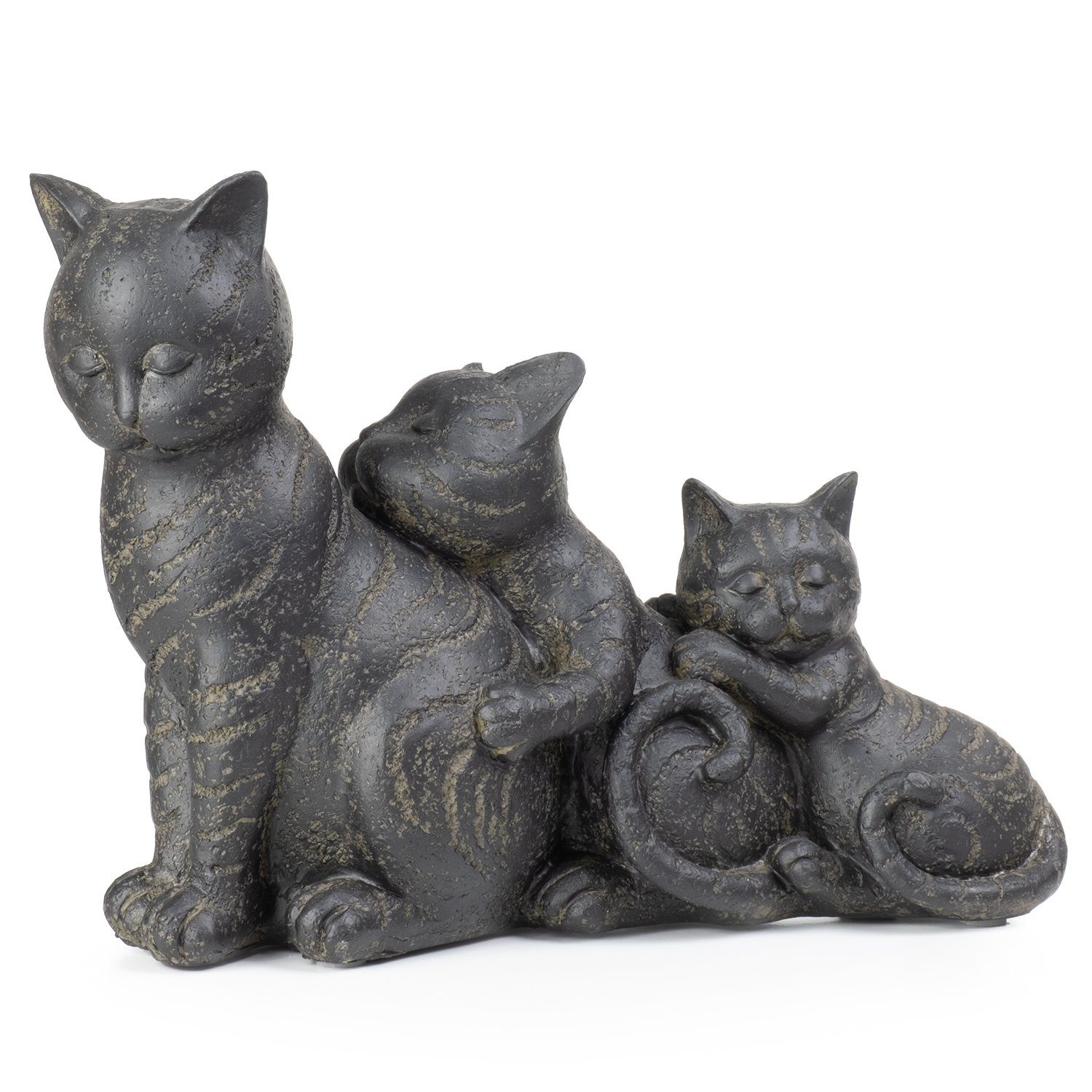 Polyresin Katzenfamilie vertraut aus aus in Moritz Dekofigur kuscheln schwarz, Figuren Polyresin Dekofigur Dekoelement Dekoration Deko-Figur