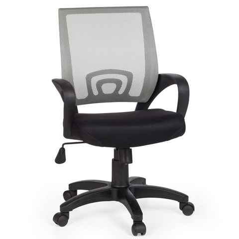 FINEBUY Drehstuhl SuVa1032_1 (Bürostuhl Weiß Schreibtischstuhl mit Armlehne), Bürodrehstuhl ergonomisch Jugendstuhl