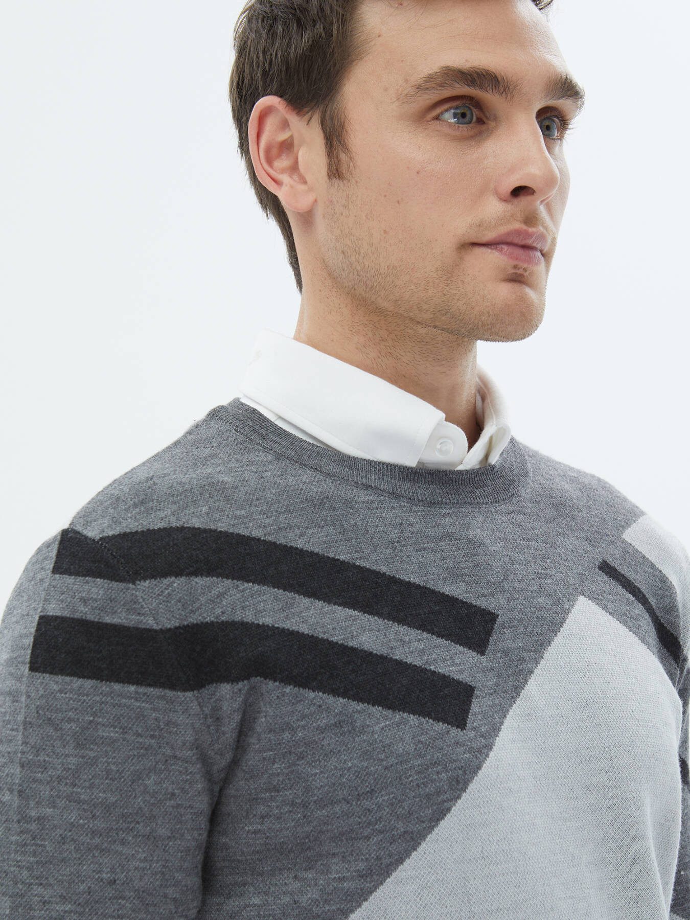 KİP Steppweste Gemusterter Strickpullover aus Wollmischung mit Rundhalsausschnitt