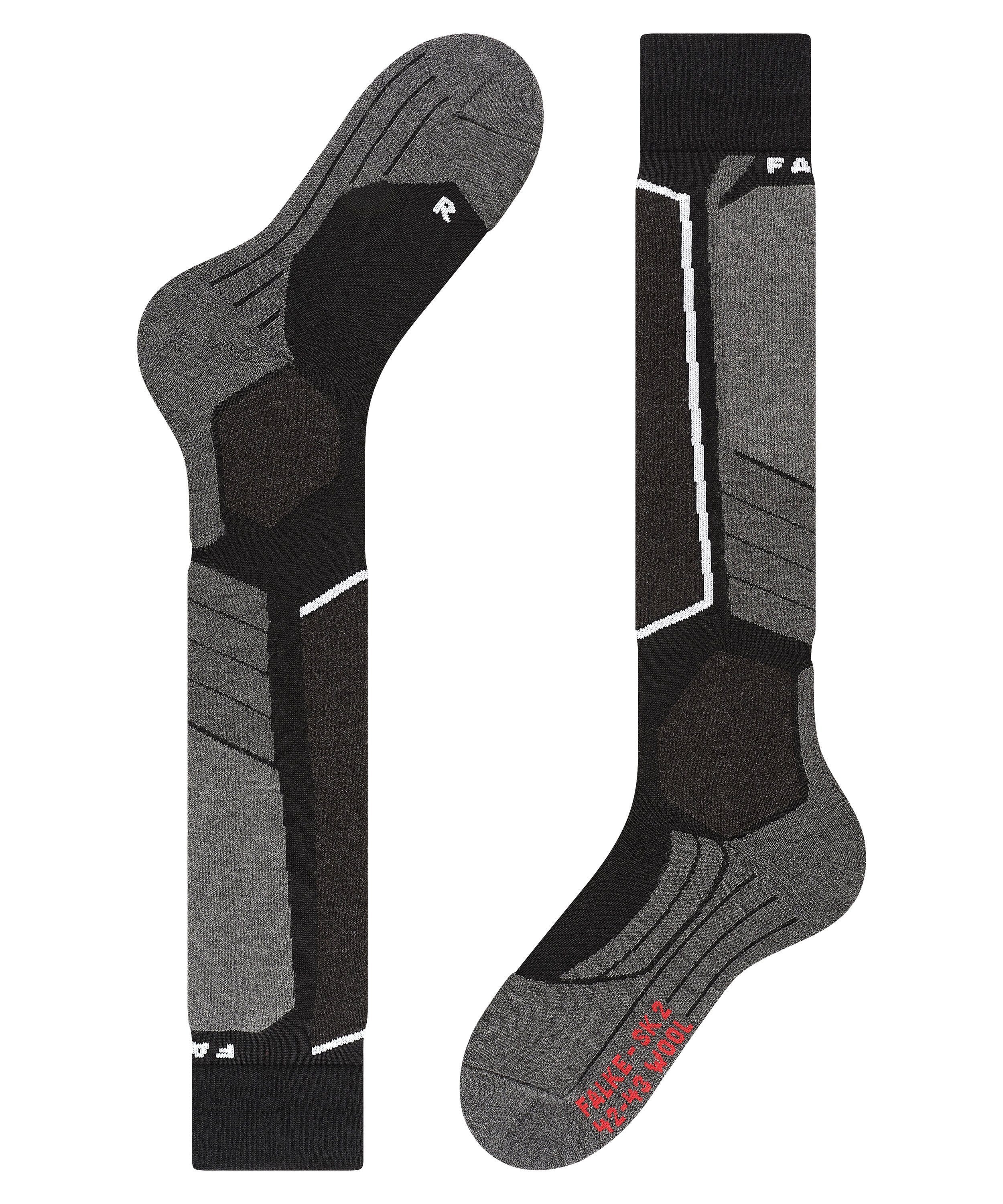 Wool (3010) Skisocken mittelstarker Kontrolle FALKE (1-Paar) und SK2 Komfort Polsterung black-mix Intermediate mit für