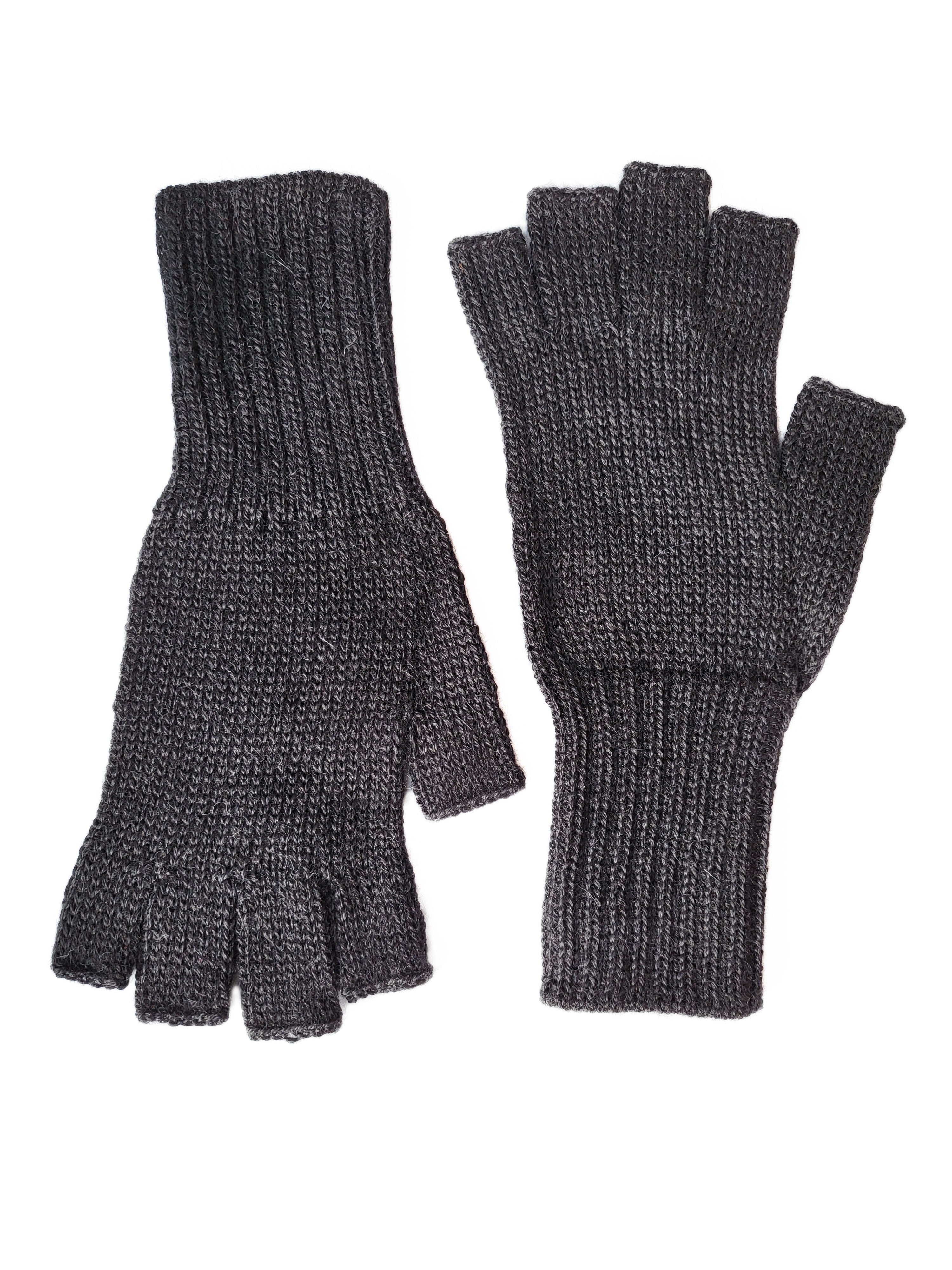 Strickhandschuhe Guantiless Gear dunkel grau Posh Alpaka Halb-Fingerhandschuhe