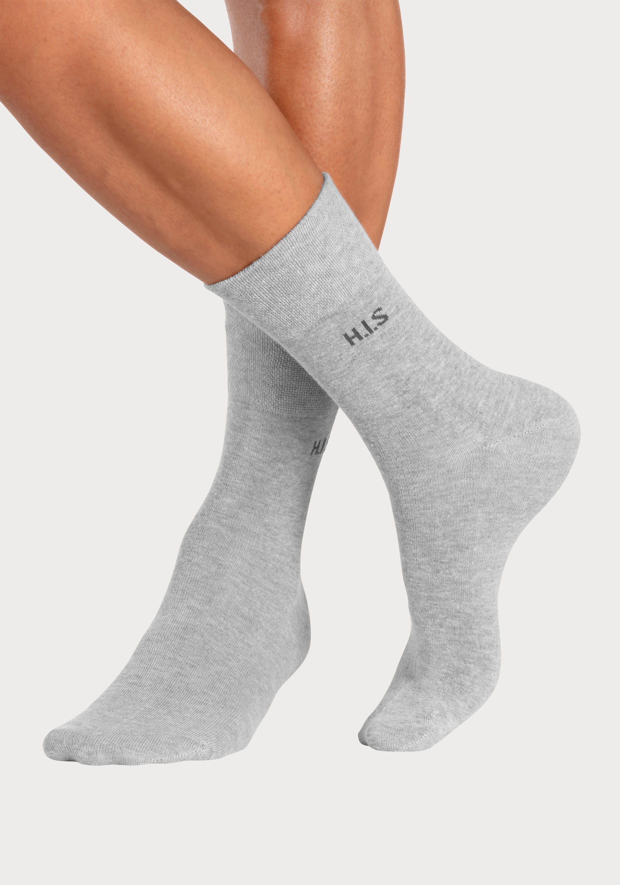 H.I.S Socken (Packung, 12-Paar) ohne grau-meliert 4x 4x einschneidendes 4x schwarz, anthrazit-meliert, Gummi