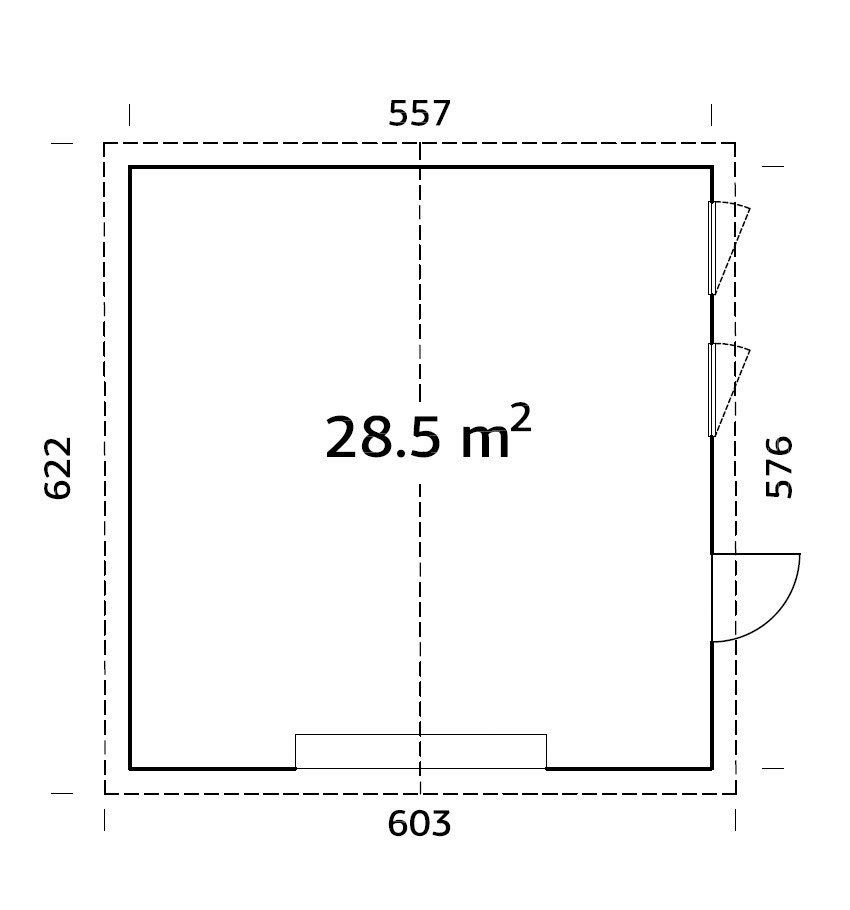 Palmako Garage 603x622x216 ohne natur BxTxH: cm, Andre, Tor