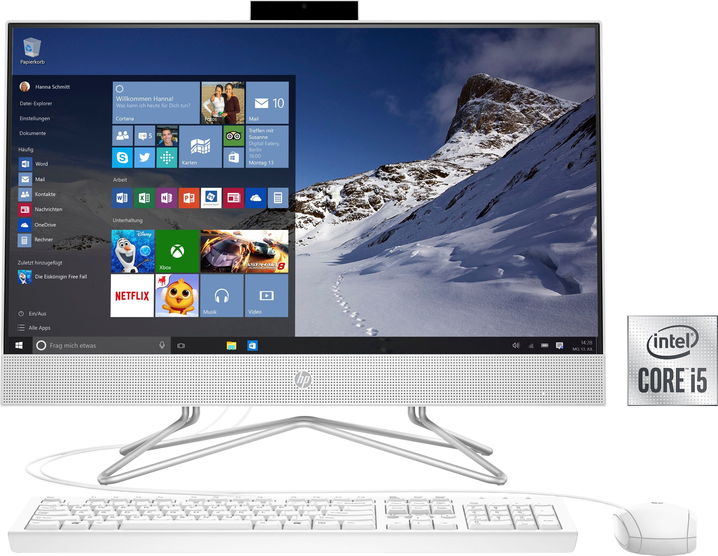 i5 HP Intel 256 PC Luftkühlung) 630, All-in-One Zoll, GB RAM, SSD, Graphics 8 (23,8 Core UHD GB 10400T, 24-df0203ng