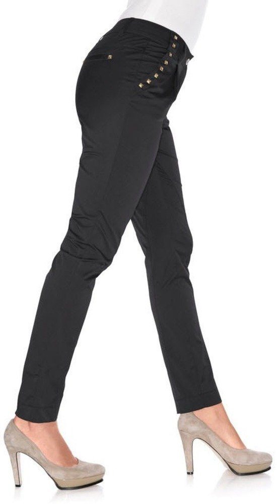 YESET Bundfaltenhose Bundfaltenhose Bundfalten Hose Chino Ziernieten Stretch marine 072589