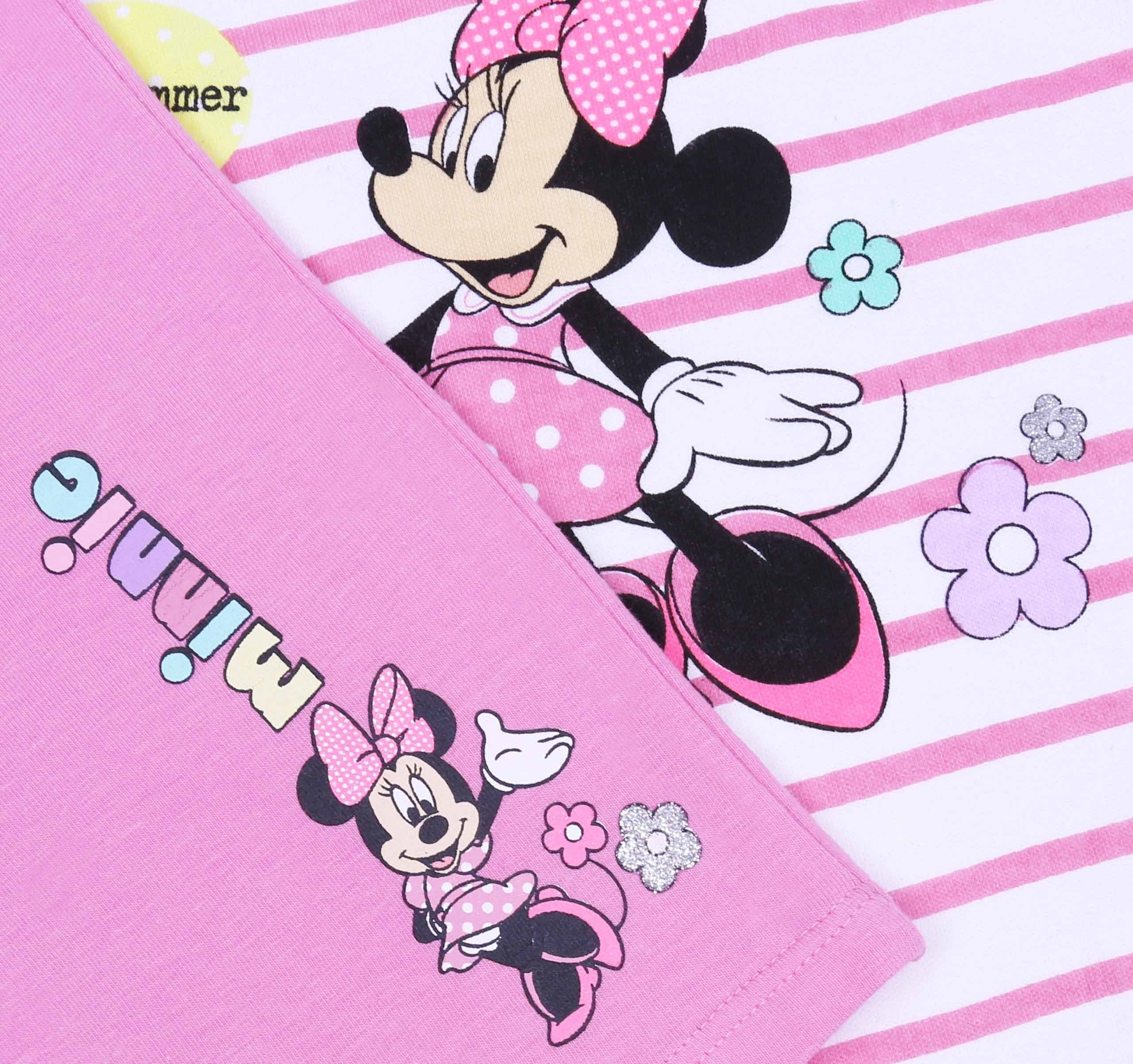 Sarcia.eu T-Shirt & Shorts Weiß-pinkes Set für Mädchen T-Shirt+kurze Hose Minnie Mouse 3 Monate