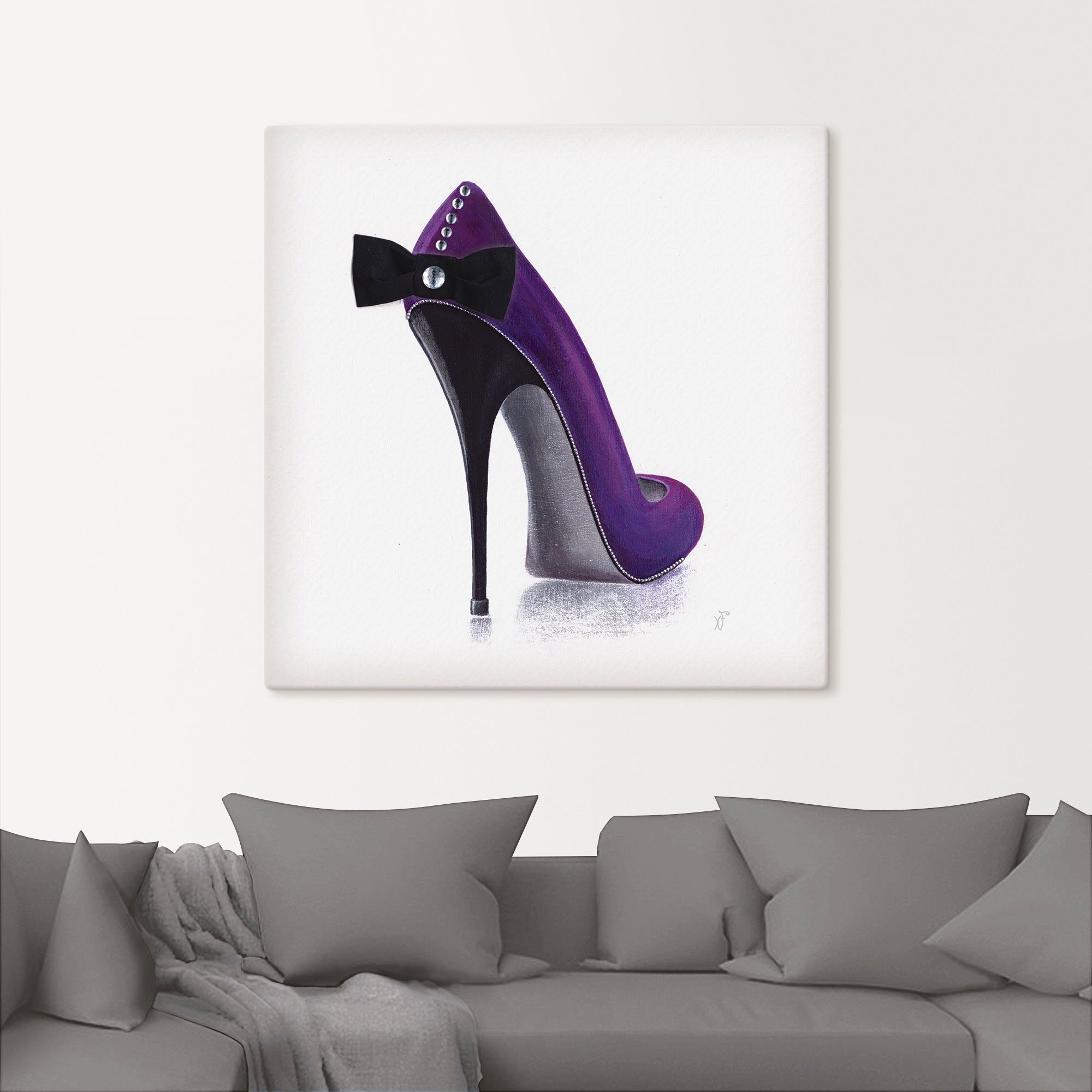 Artland Wandbild Damenschuh - Violettes Wandaufkleber als Modebilder Modell, oder Größen in (1 Leinwandbild, Poster versch. Alubild, St)