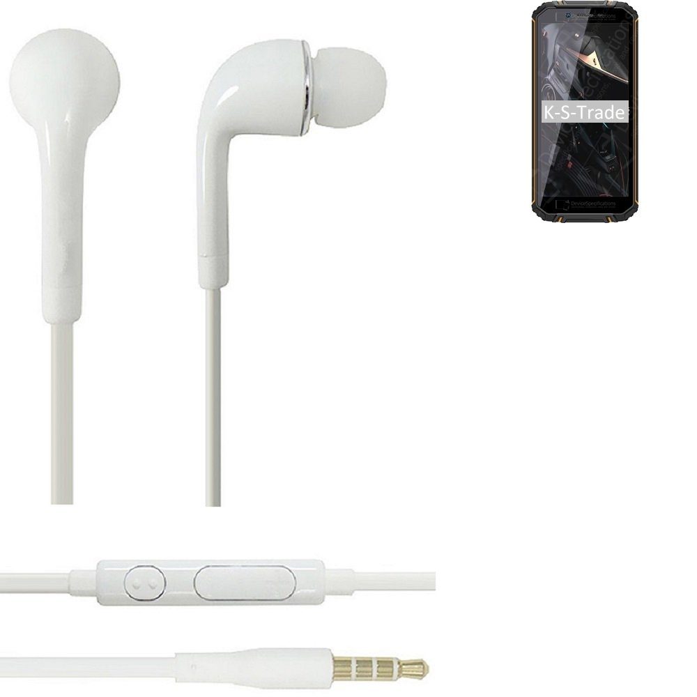 K-S-Trade für Oukitel WP18 In-Ear-Kopfhörer (Kopfhörer Headset mit Mikrofon u Lautstärkeregler weiß 3,5mm)