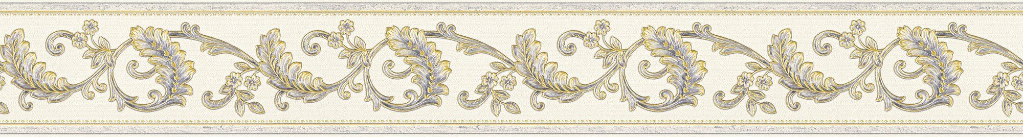 A.S. Création Bordüre Designer Only Bordüre Barock, Tapete grau/gold/creme Borders, Glitzereffekt strukturiert