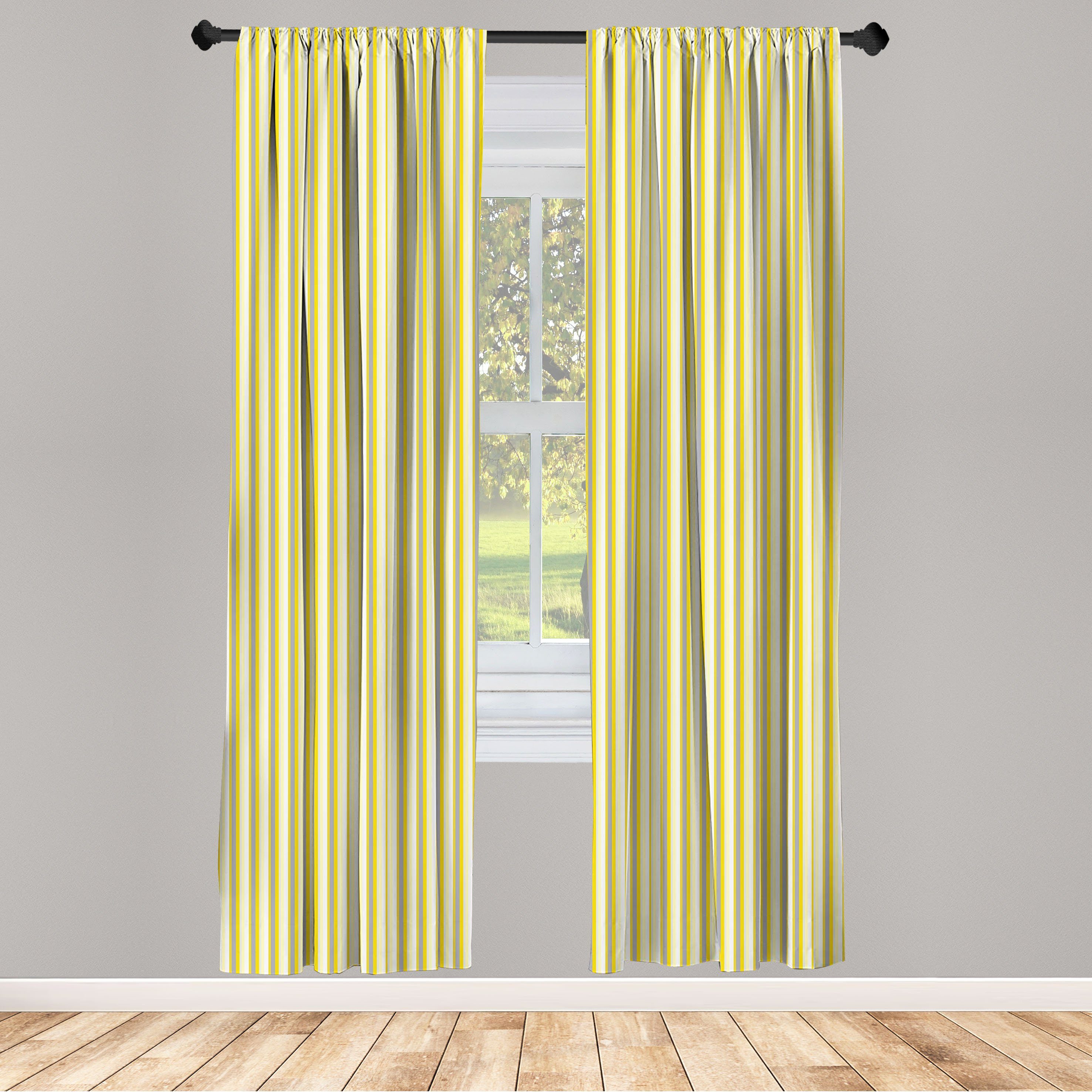 Gardine Vorhang für Wohnzimmer Streifen in Farben Dekor, den Abakuhaus, Gelb Schlafzimmer Microfaser, weichen