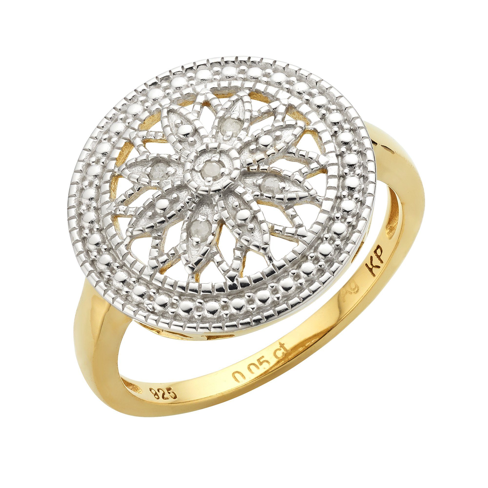 Diamonds vergoldet K. 925 Fingerring 0,05ct. by Ellen Diamant Silber