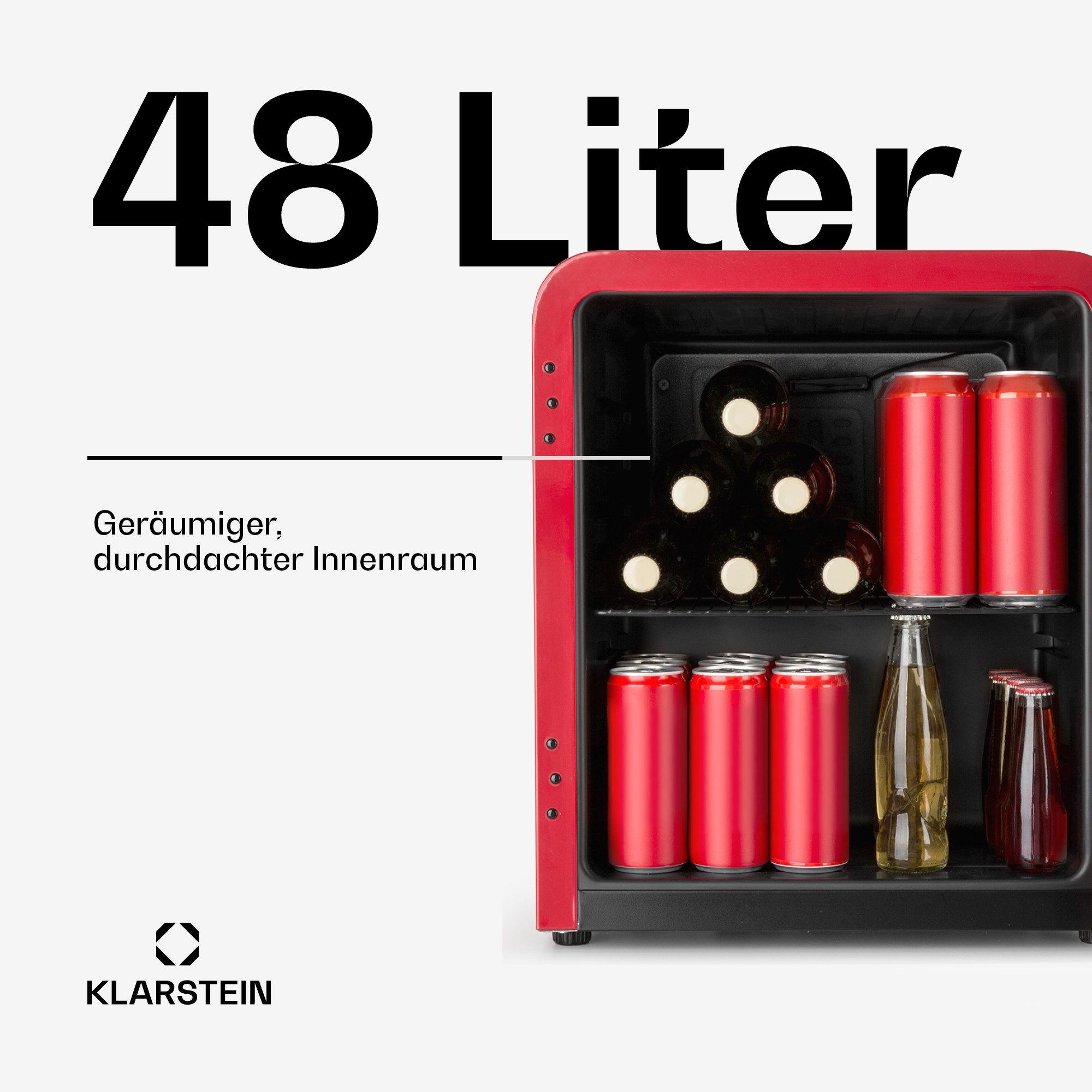 Klarstein Table Top Kühlschrank 10046073, 50 cm hoch, 44 cm breit, Bier Hausbar Getränkekühlschrank Hotel Mini Fridge
