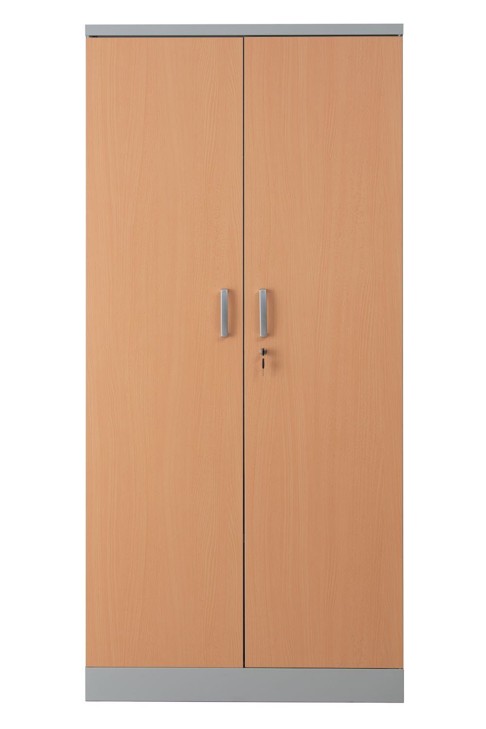 PROREGAL® Mehrzweckschrank Flügeltürenschrank Squirrel, HxBxT 195x92x42cm, Grau/Buche, Verzinkt