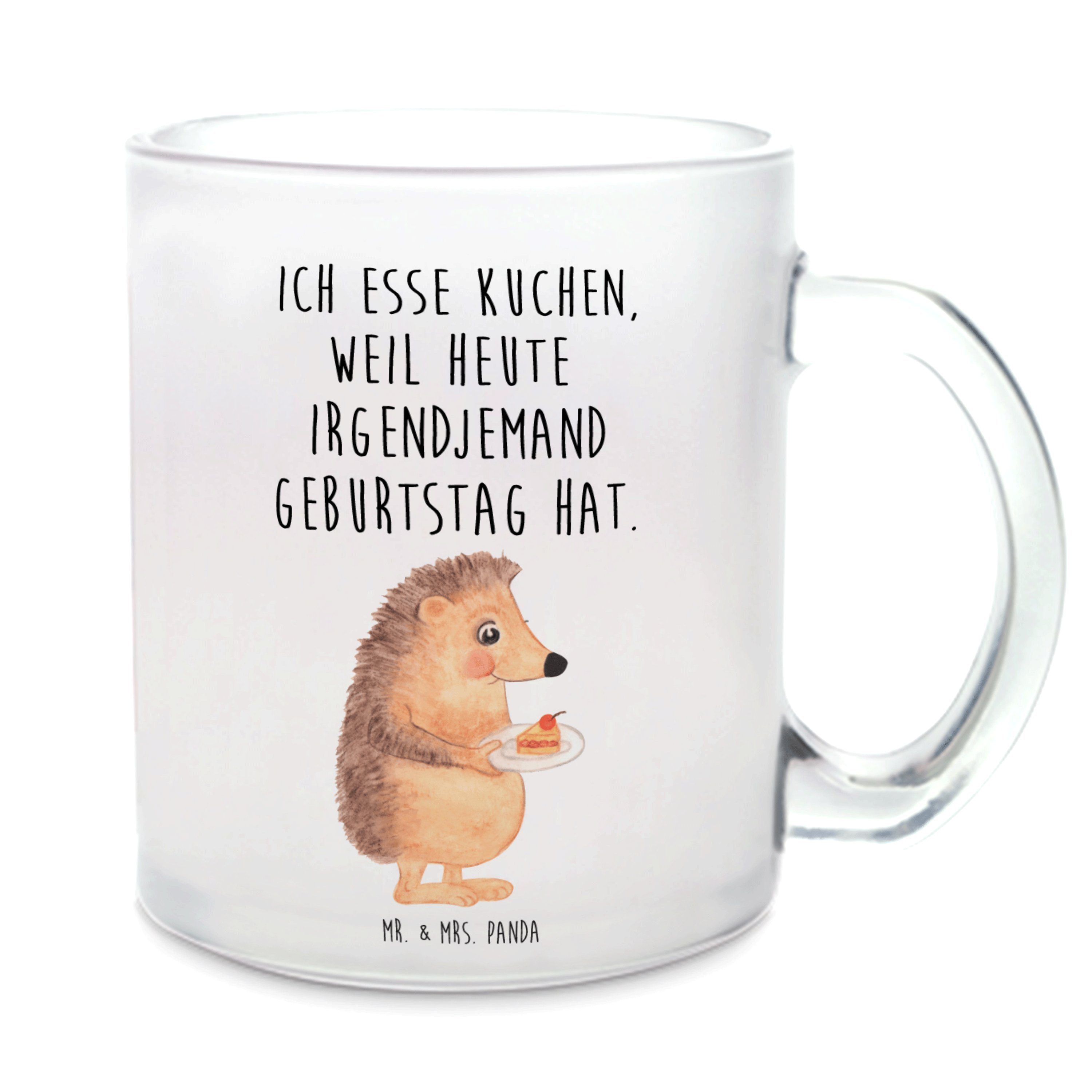 Mr. & Mrs. Panda Teeglas »Igel mit Kuchenstück Transparent Geschenk