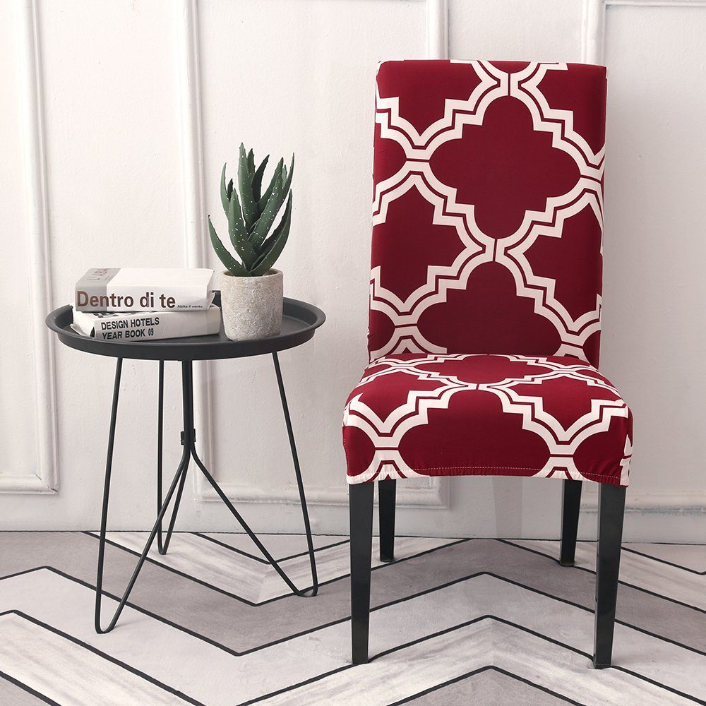 Stuhlhusse Geometrische Stuhlhusse Set mit Blumenmuster in Erhältlich in 17Farben, BTTO, Sitzflächenhusse langlebig verfügbar für Esszimmer Party Dekor Farbe#16