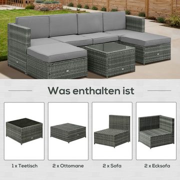 Outsunny Sitzgruppe Gartenmöbel-Set, 7-tlg. Gartenmöbel Polyrattan Sitzgruppe Gartenset Sofagarnitur Lounge